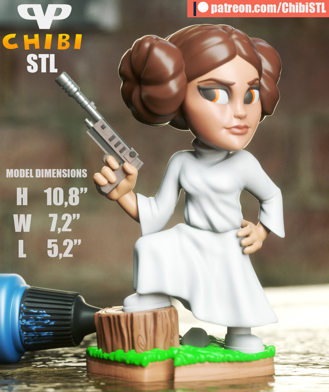Princess Leia - Unassembled and Unpainted Garage Kit - Model Designed by ChibiSTL
