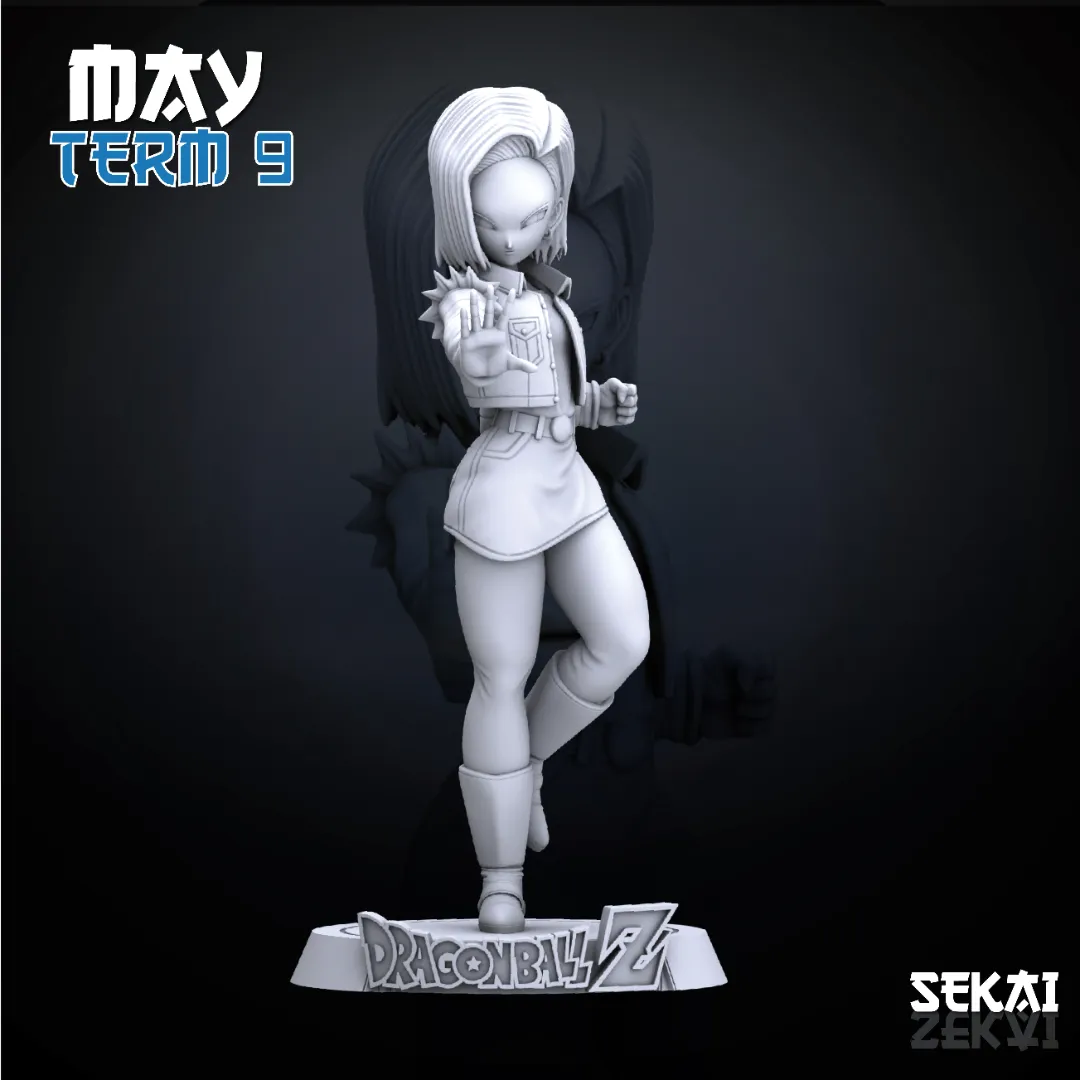 Android #17 and Android #18 - Unassembled and Unpainted Garage Kit - Model Designed by Sekai3D