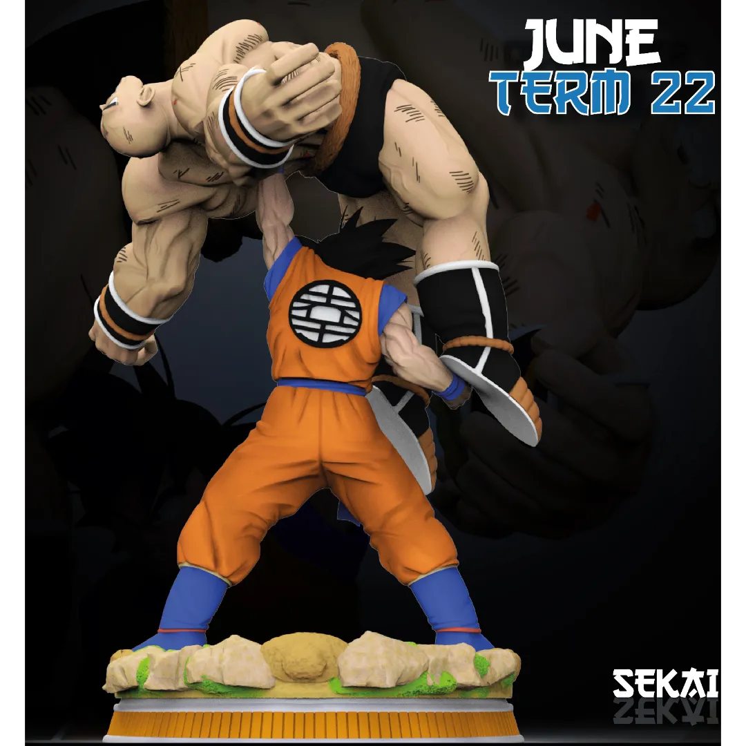 Goku vs Nappa  - Unassembled and Unpainted Garage Kit - Model Designed by Sekai3D