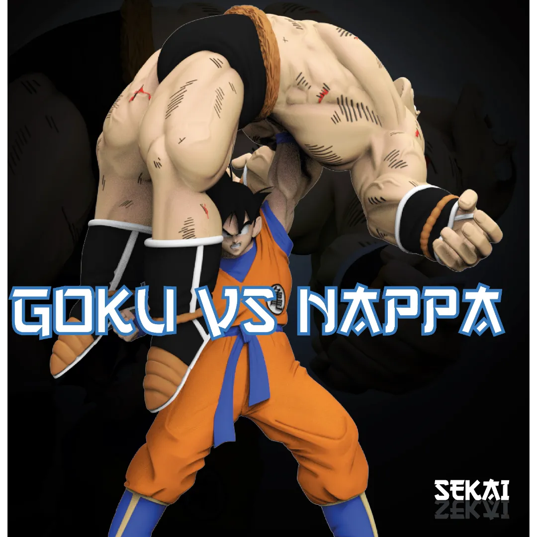 Goku vs Nappa  - Unassembled and Unpainted Garage Kit - Model Designed by Sekai3D