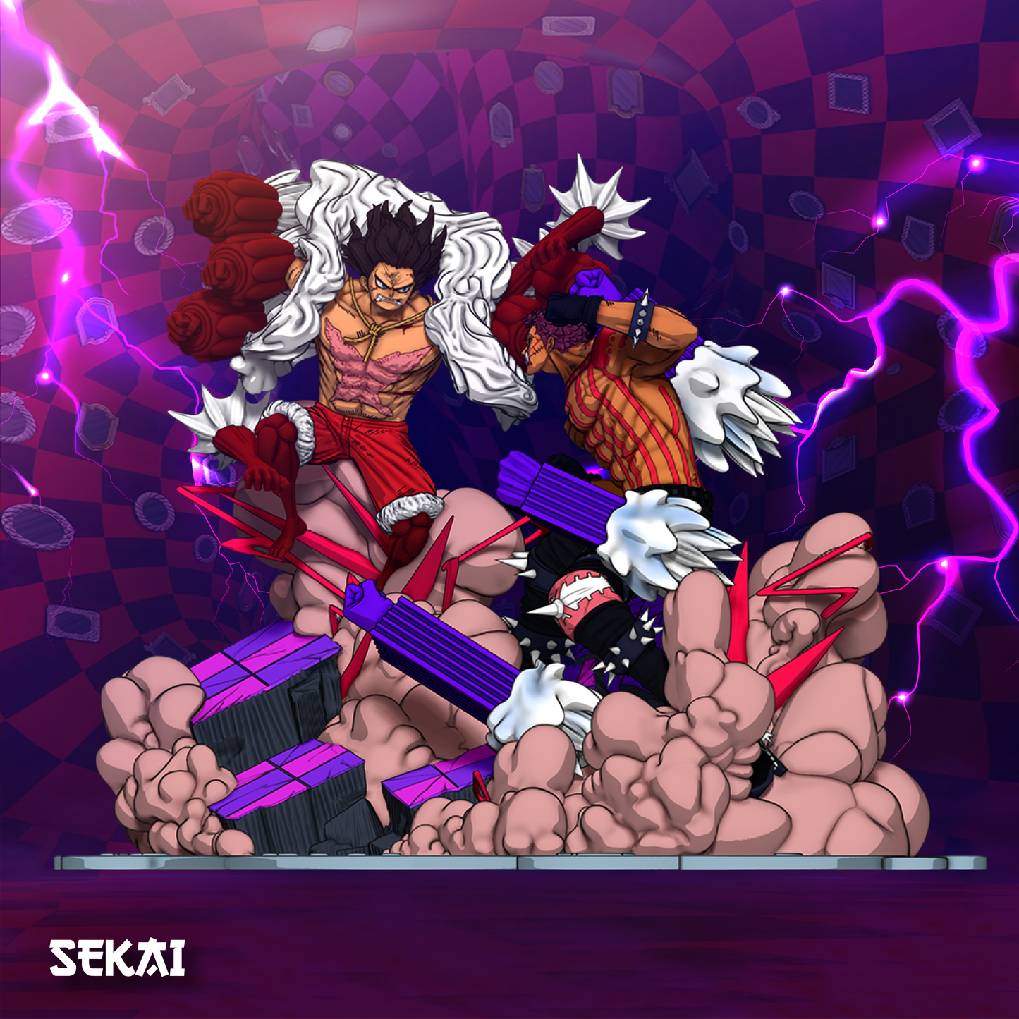 Luffy vs Katakuri Diorama - Unassembled and Unpainted Garage Kit - Model Designed by Sekai3D