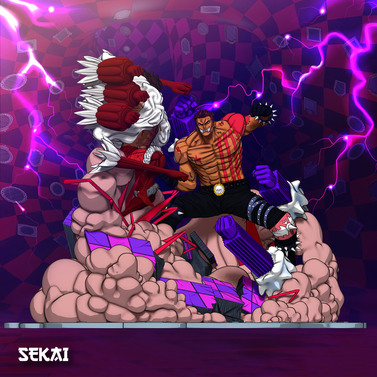 Luffy vs Katakuri Diorama - Unassembled and Unpainted Garage Kit - Model Designed by Sekai3D