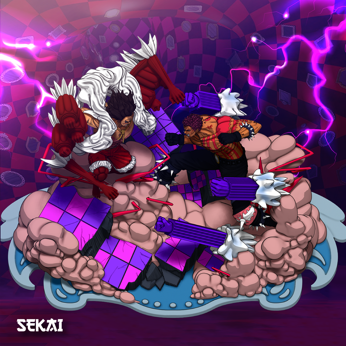 Luffy vs Katakuri Diorama - Unassembled and Unpainted Garage Kit - Model Designed by Sekai3D