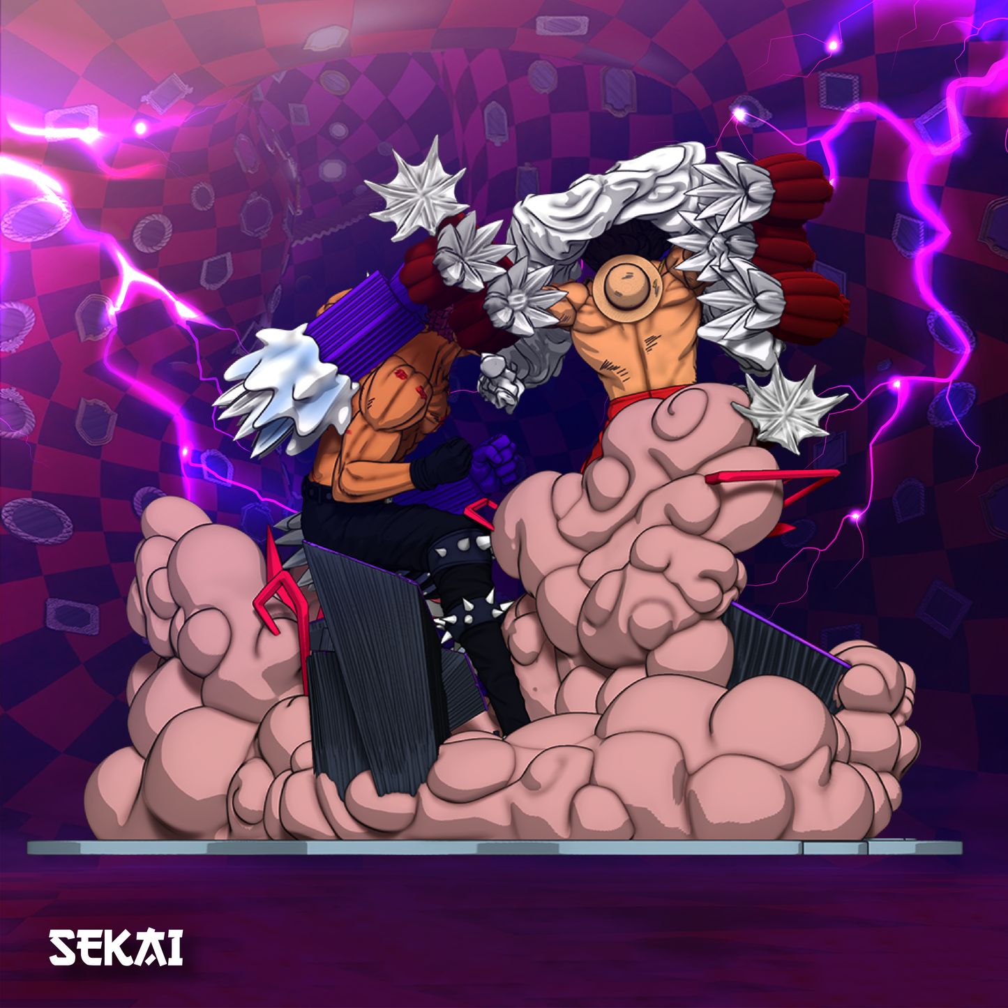 Luffy vs Katakuri Diorama - Unassembled and Unpainted Garage Kit - Model Designed by Sekai3D