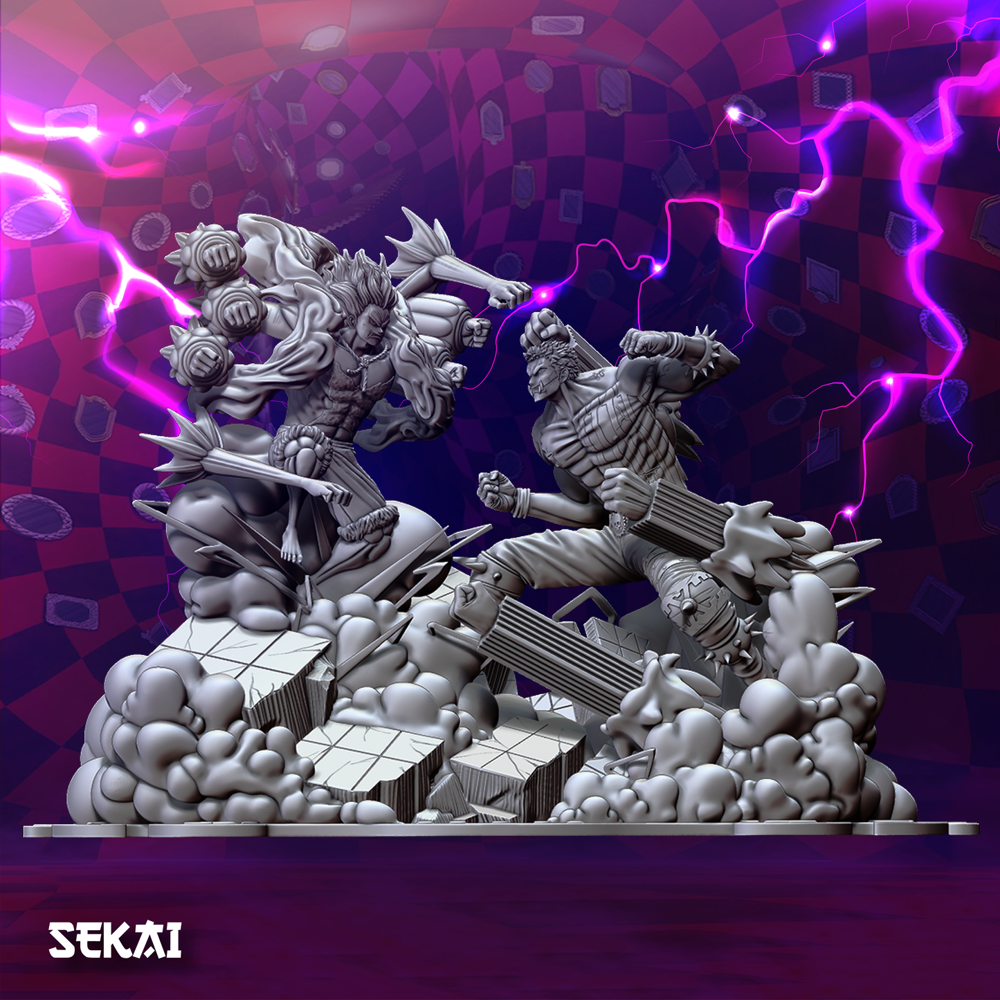 Luffy vs Katakuri Diorama - Unassembled and Unpainted Garage Kit - Model Designed by Sekai3D