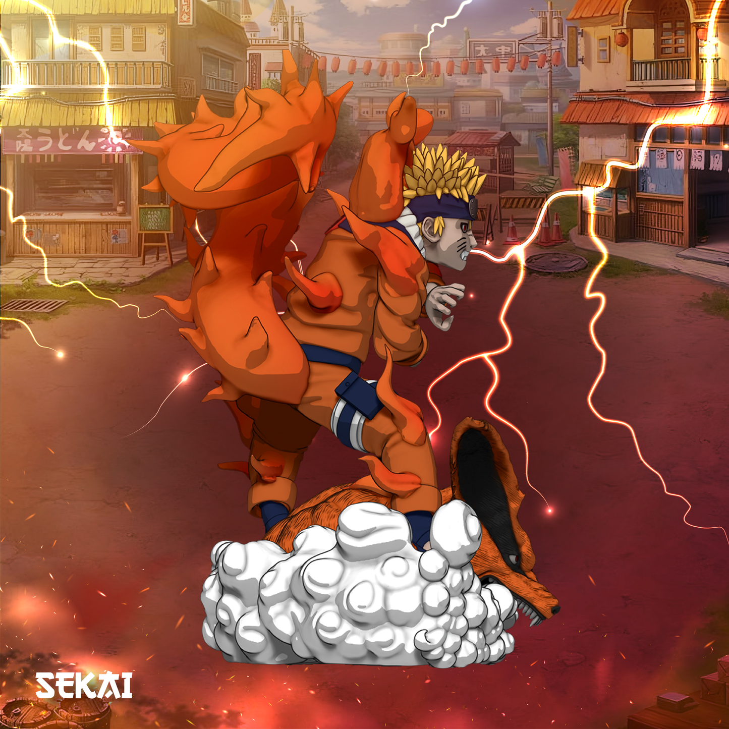 Naruto Nine-Tailed Fox Form - Unassembled and Unpainted Garage Kit - Model Designed by Sekai3D
