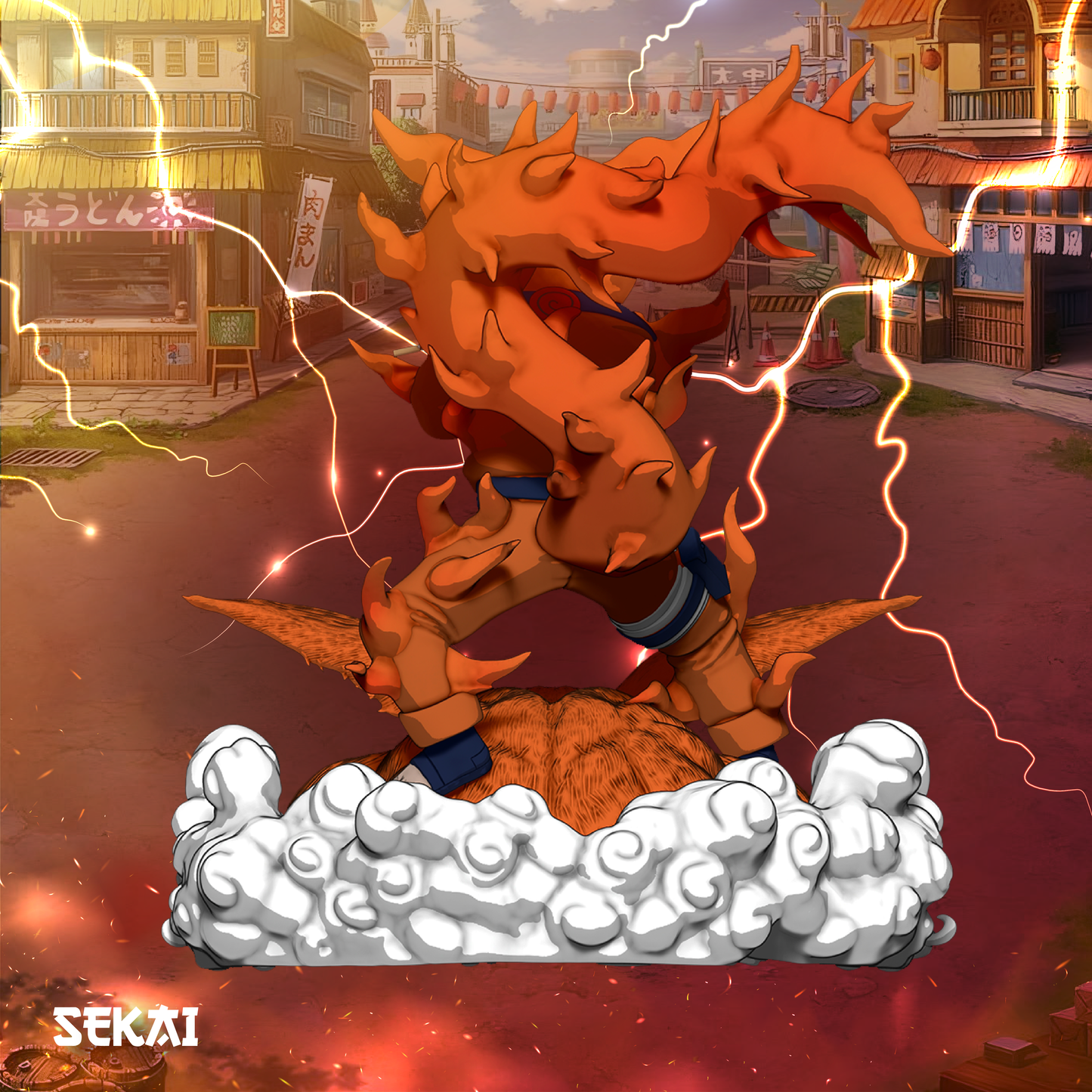 Naruto Nine-Tailed Fox Form - Unassembled and Unpainted Garage Kit - Model Designed by Sekai3D