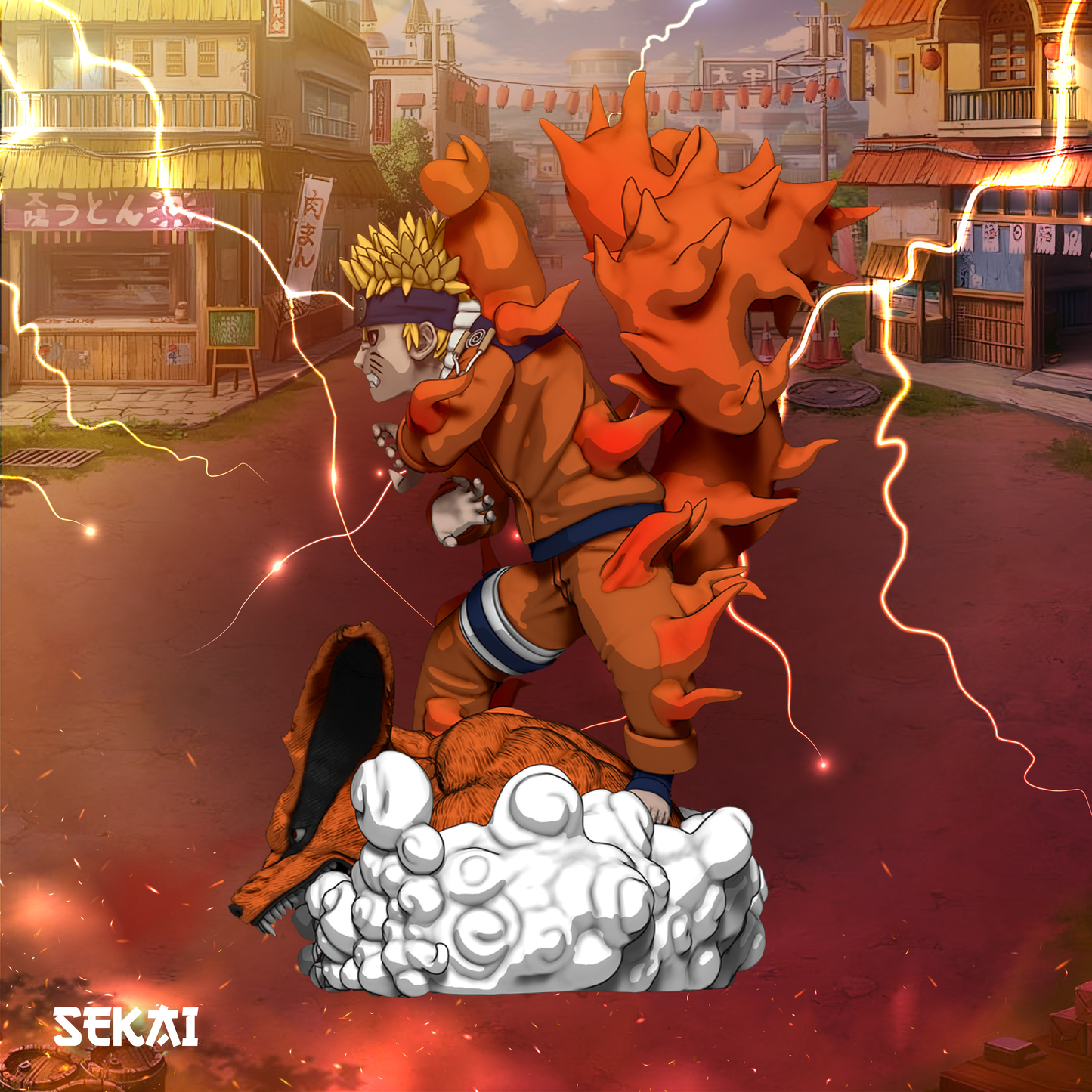 Naruto Nine-Tailed Fox Form - Unassembled and Unpainted Garage Kit - Model Designed by Sekai3D