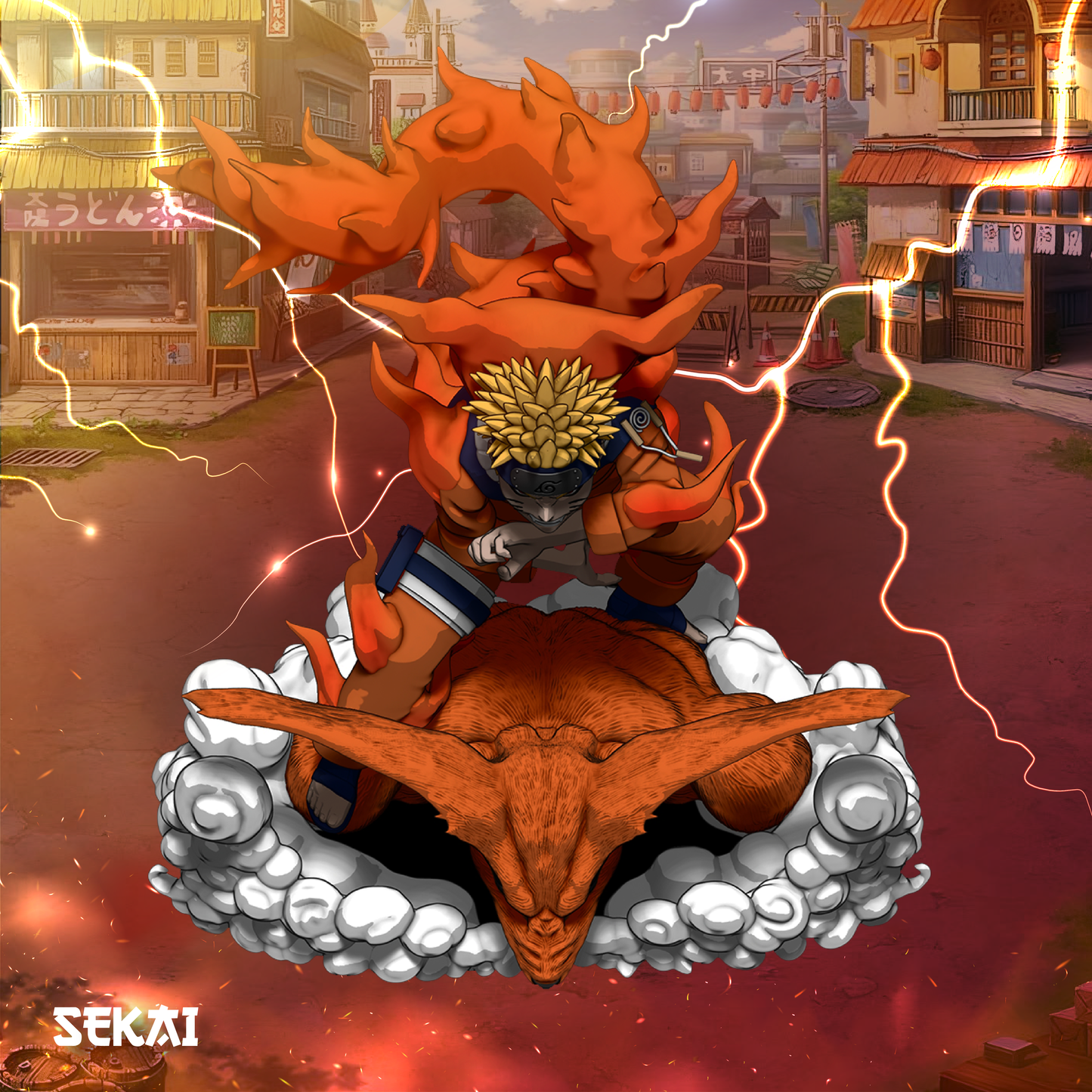 Naruto Nine-Tailed Fox Form - Unassembled and Unpainted Garage Kit - Model Designed by Sekai3D