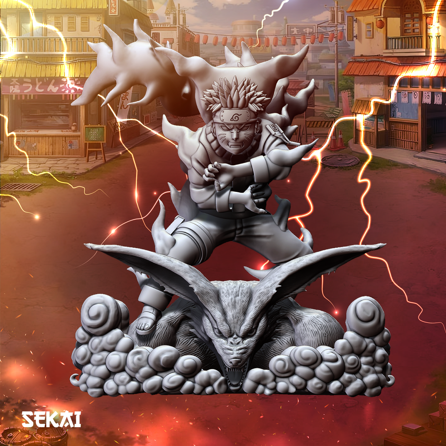Naruto Nine-Tailed Fox Form - Unassembled and Unpainted Garage Kit - Model Designed by Sekai3D