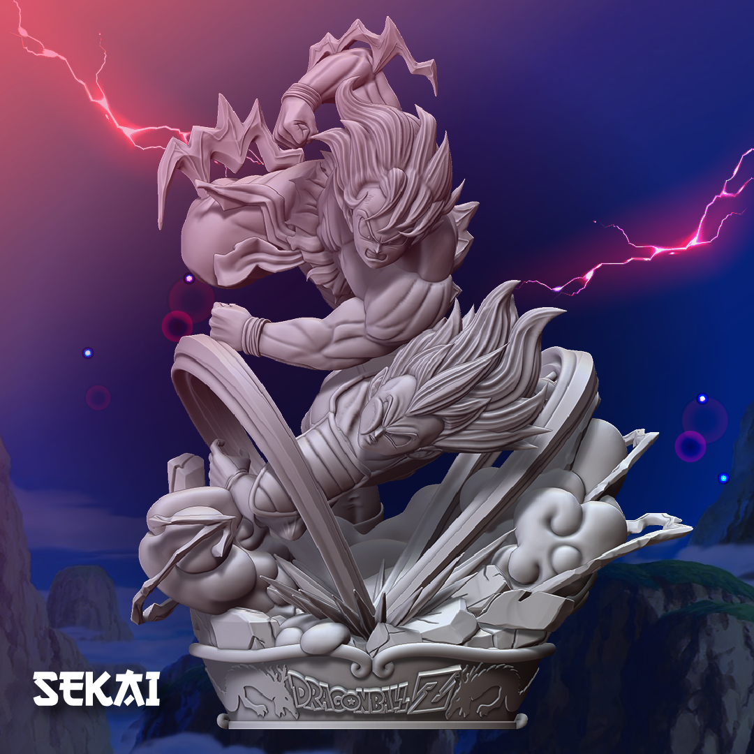 Goku vs Vegeta - Unassembled and Unpainted Garage Kit - Model Designed by Sekai3D