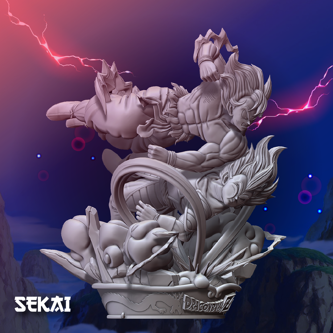 Goku vs Vegeta - Unassembled and Unpainted Garage Kit - Model Designed by Sekai3D