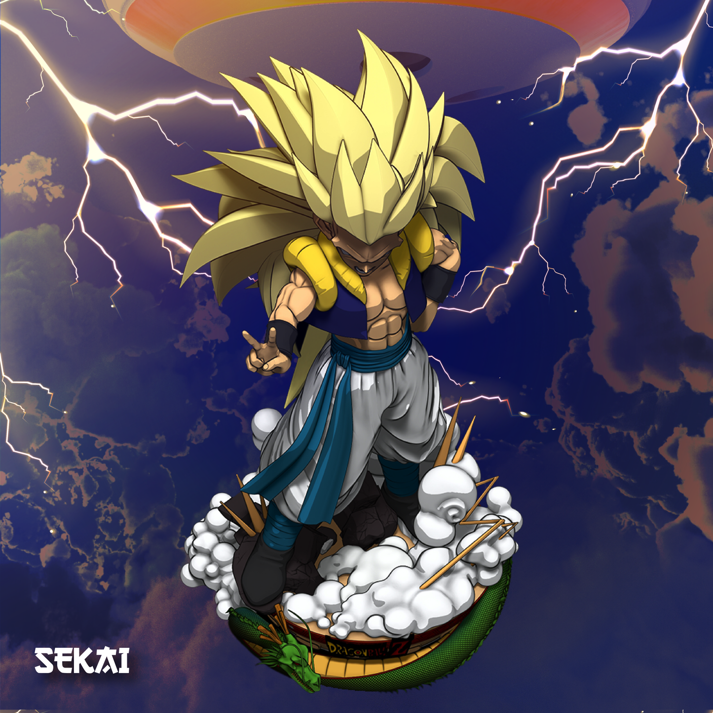 SSJ3 Gotenks - Unassembled and Unpainted Garage Kit - Model Designed by Sekai3D