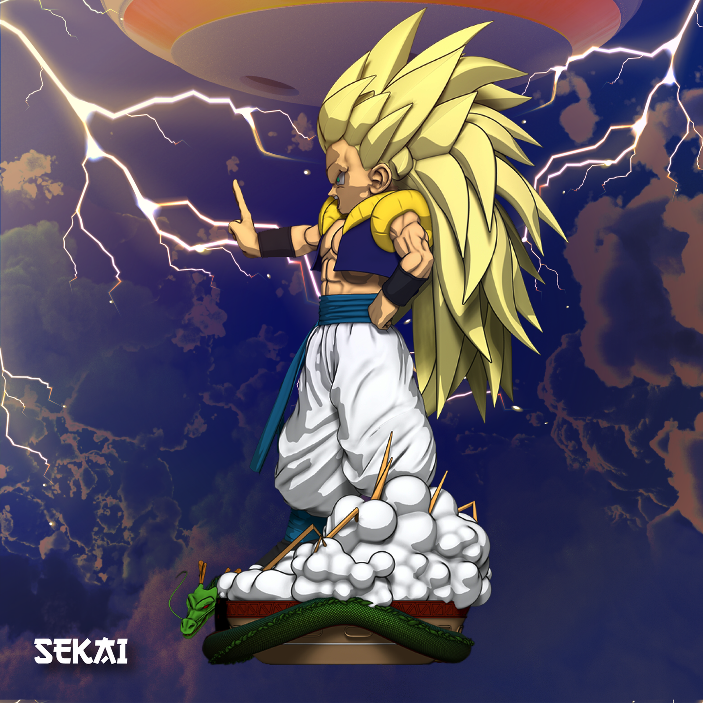 SSJ3 Gotenks - Unassembled and Unpainted Garage Kit - Model Designed by Sekai3D