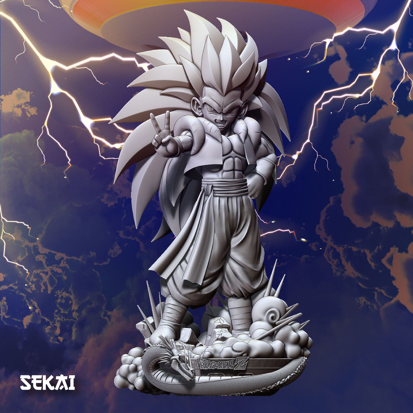 SSJ3 Gotenks - Unassembled and Unpainted Garage Kit - Model Designed by Sekai3D