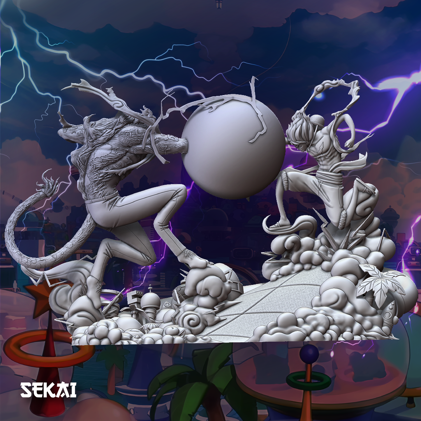 Luffy vs Lucci Diorama - Unassembled and Unpainted Garage Kit - Model Designed by Sekai3D
