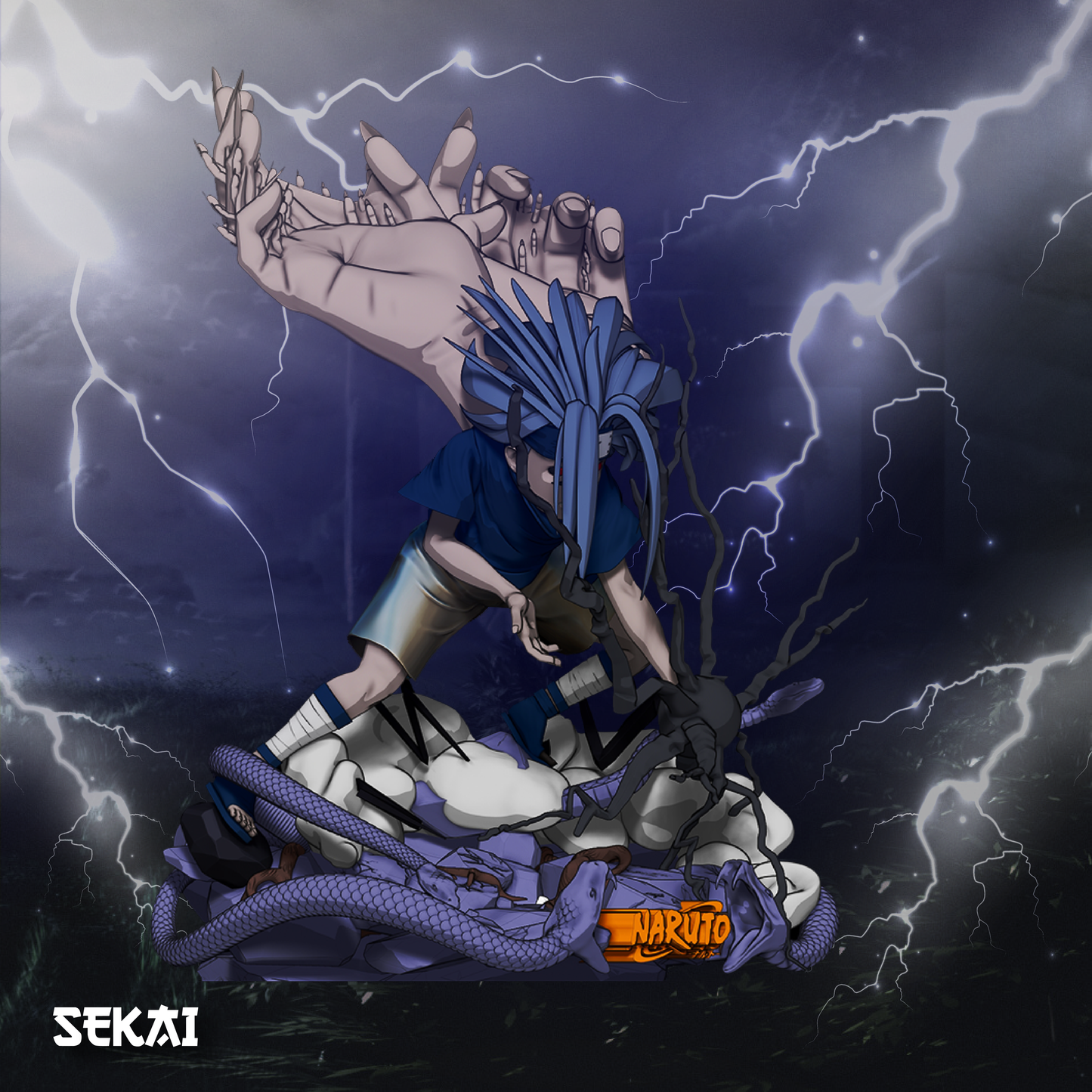 Sasuke Curse Mark - Unassembled and Unpainted Garage Kit - Model Designed by Sekai3D