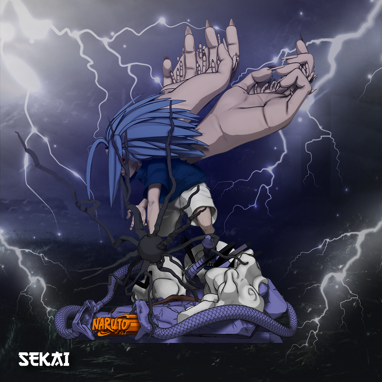 Sasuke Curse Mark - Unassembled and Unpainted Garage Kit - Model Designed by Sekai3D