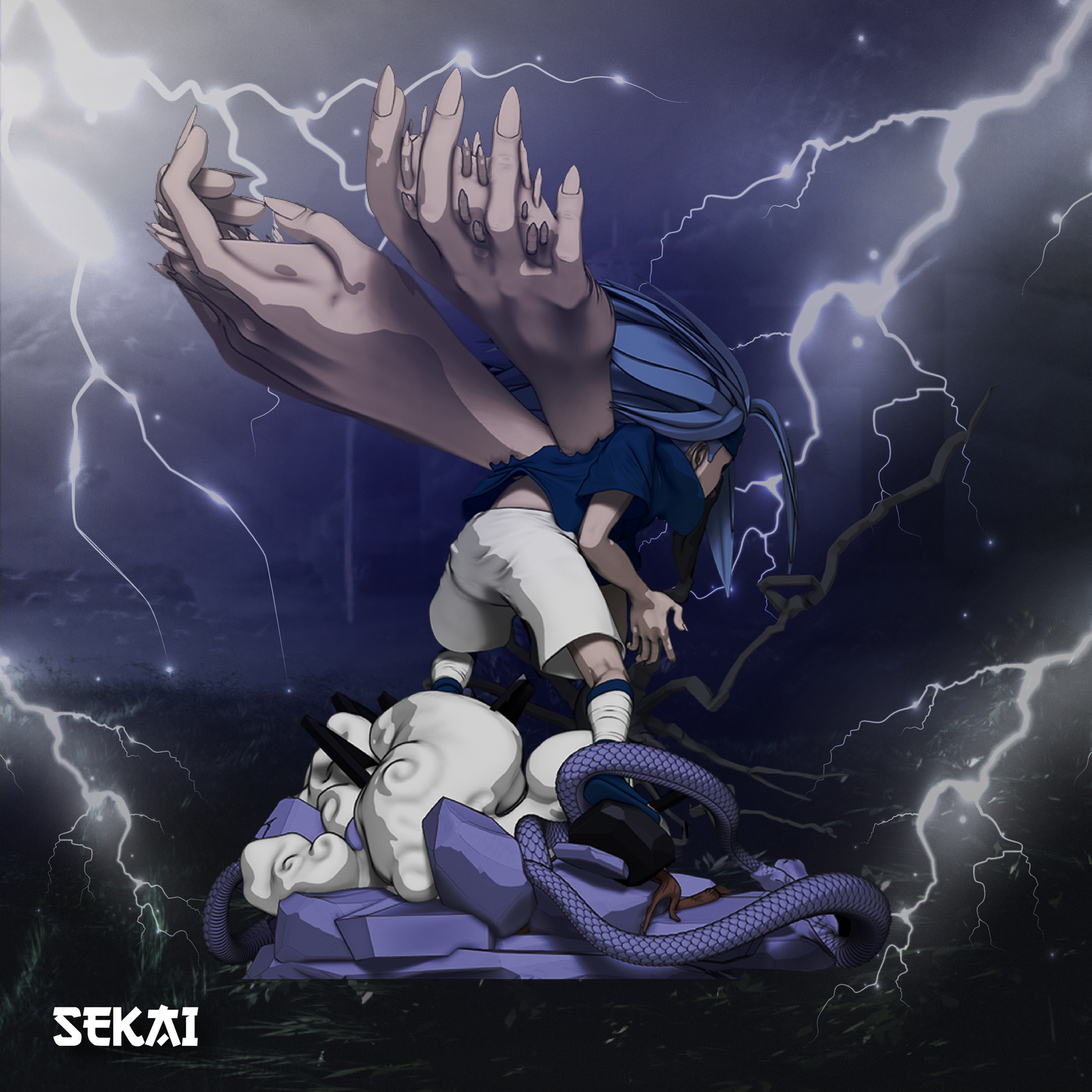 Sasuke Curse Mark - Unassembled and Unpainted Garage Kit - Model Designed by Sekai3D