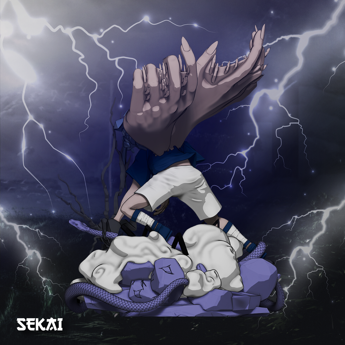 Sasuke Curse Mark - Unassembled and Unpainted Garage Kit - Model Designed by Sekai3D