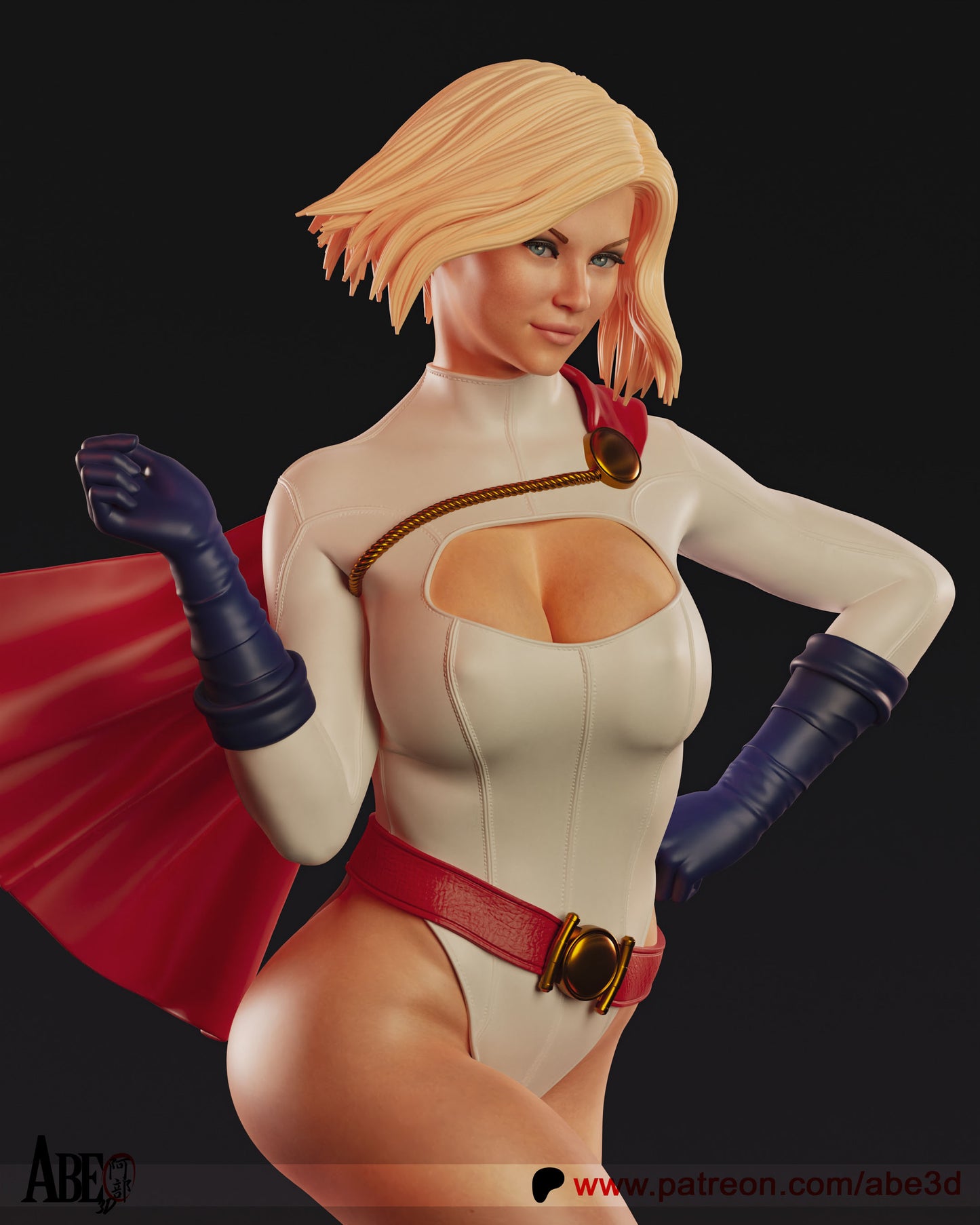 Powergirl - Unassembled and Unpainted Garage Kit - Model Designed by Abe3d