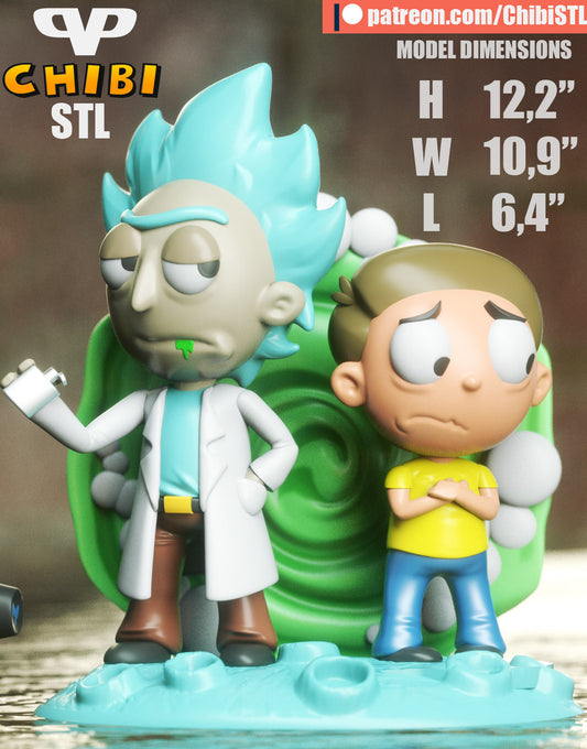 Rick and Morty  - Unassembled and Unpainted Garage Kit - Model Designed by ChibiSTL