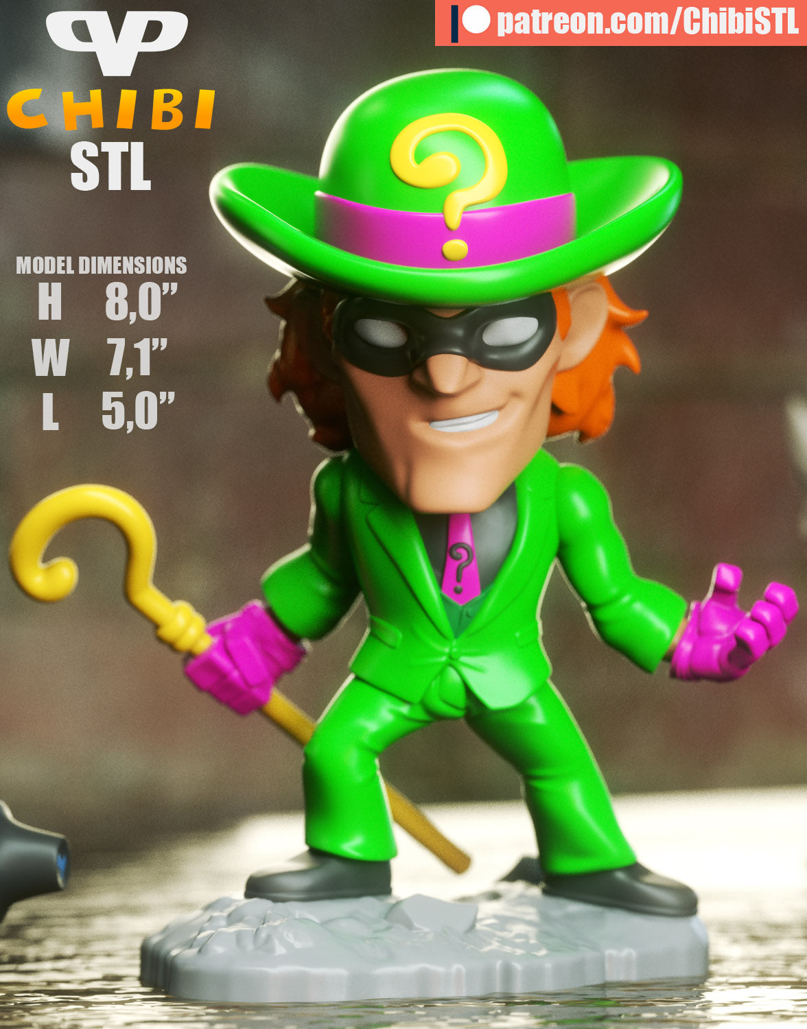 Riddler  - Unassembled and Unpainted Garage Kit - Model Designed by ChibiSTL