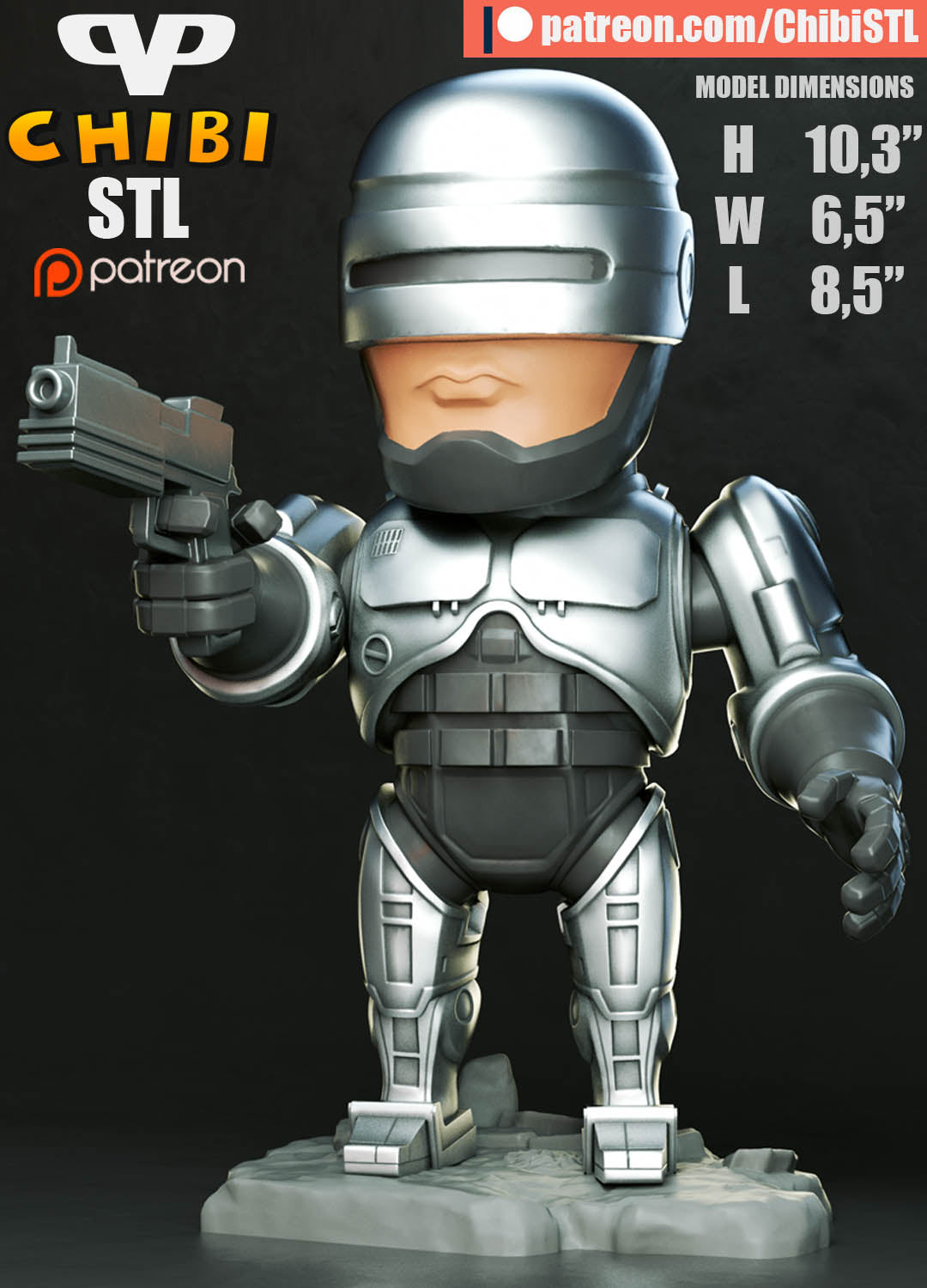 Robocop - Unassembled and Unpainted Garage Kit - Model Designed by ChibiSTL