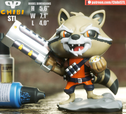 Rocket Racoon - Unassembled and Unpainted Garage Kit - Model Designed by ChibiSTL