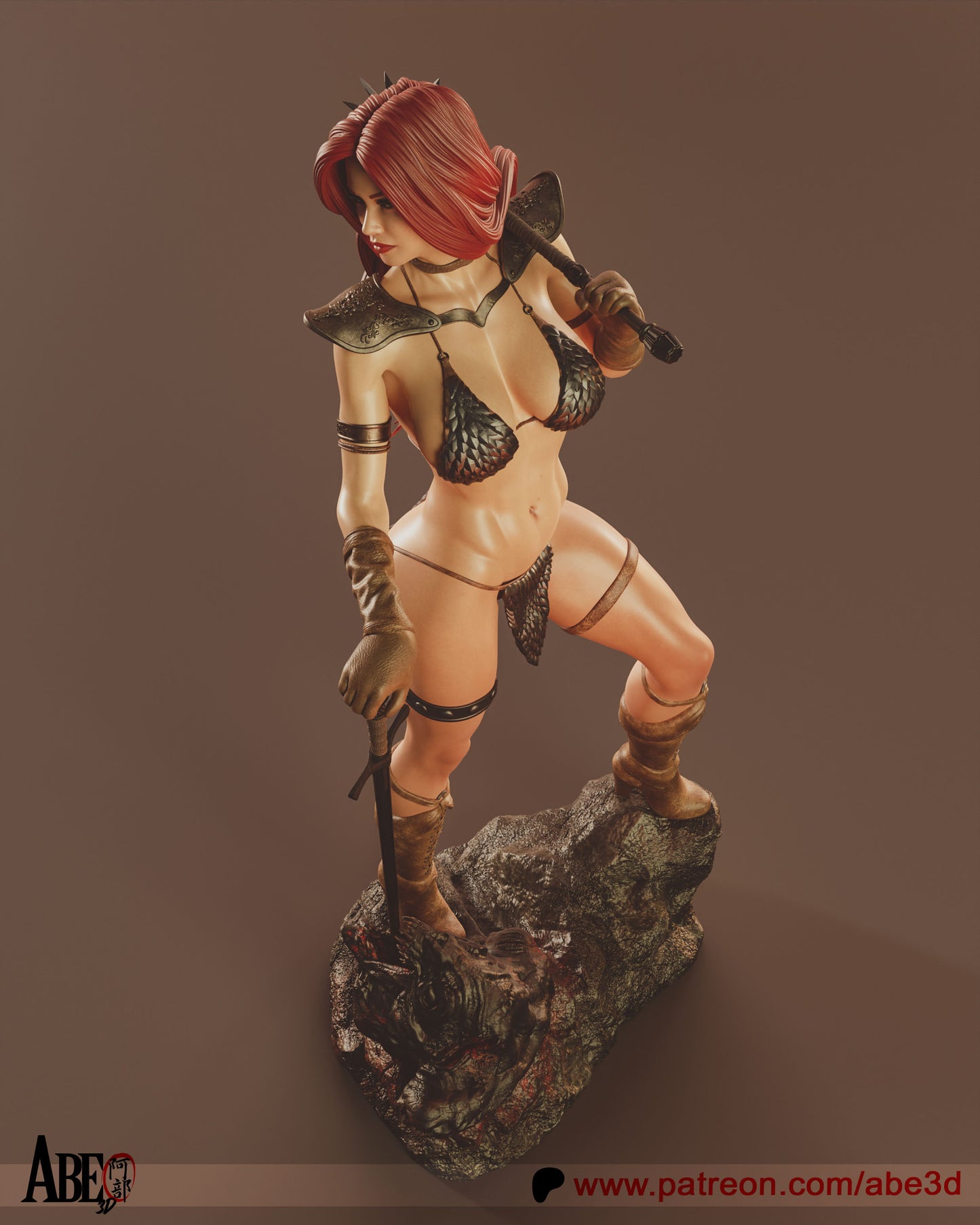Red Sonja - Unassembled and Unpainted Garage Kit - Model Designed by Abe3d