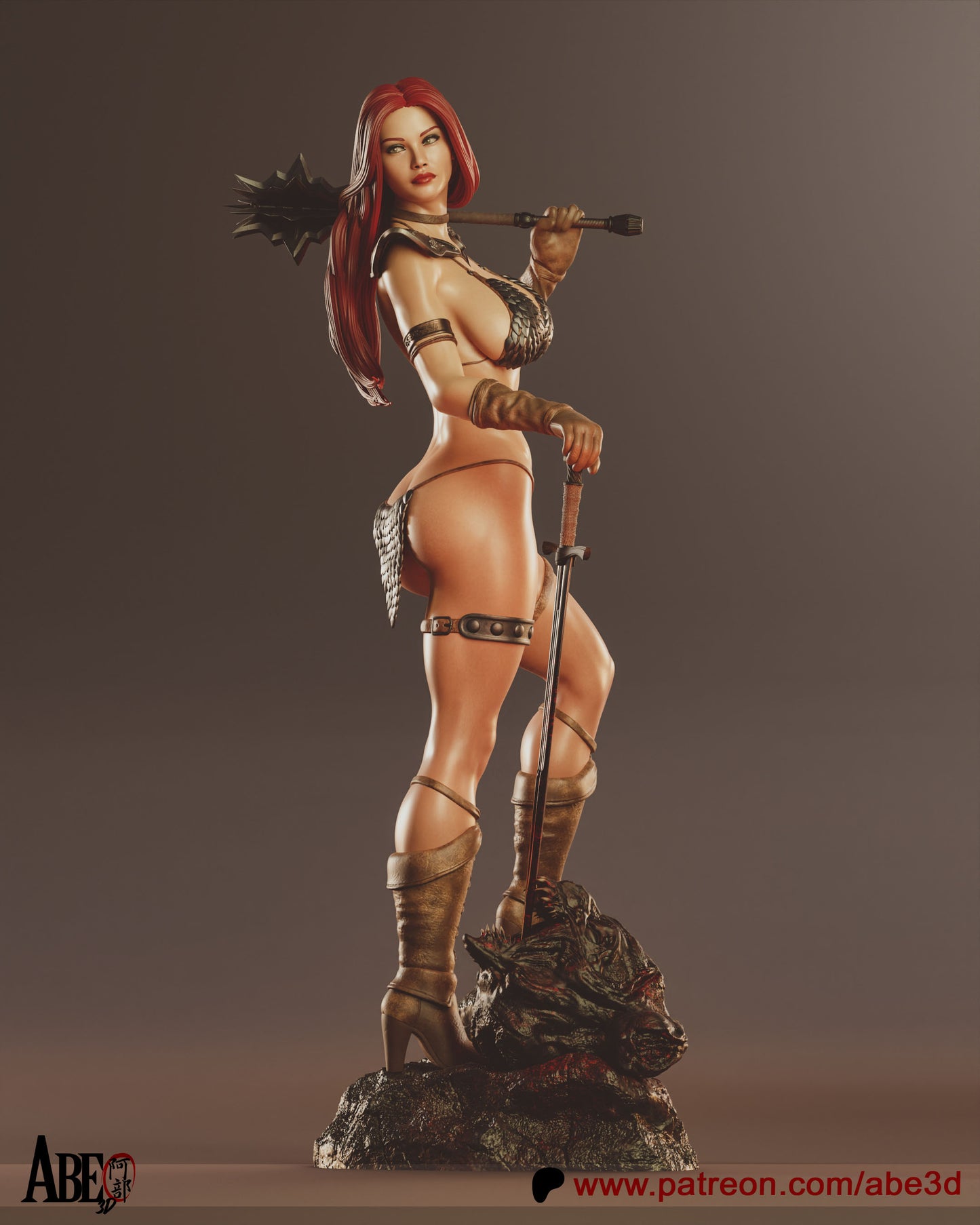 Red Sonja - Unassembled and Unpainted Garage Kit - Model Designed by Abe3d