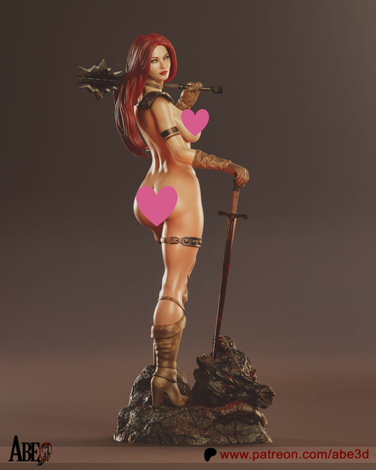 Red Sonja NSFW - Unassembled and Unpainted Garage Kit - Model Designed by Abe3D