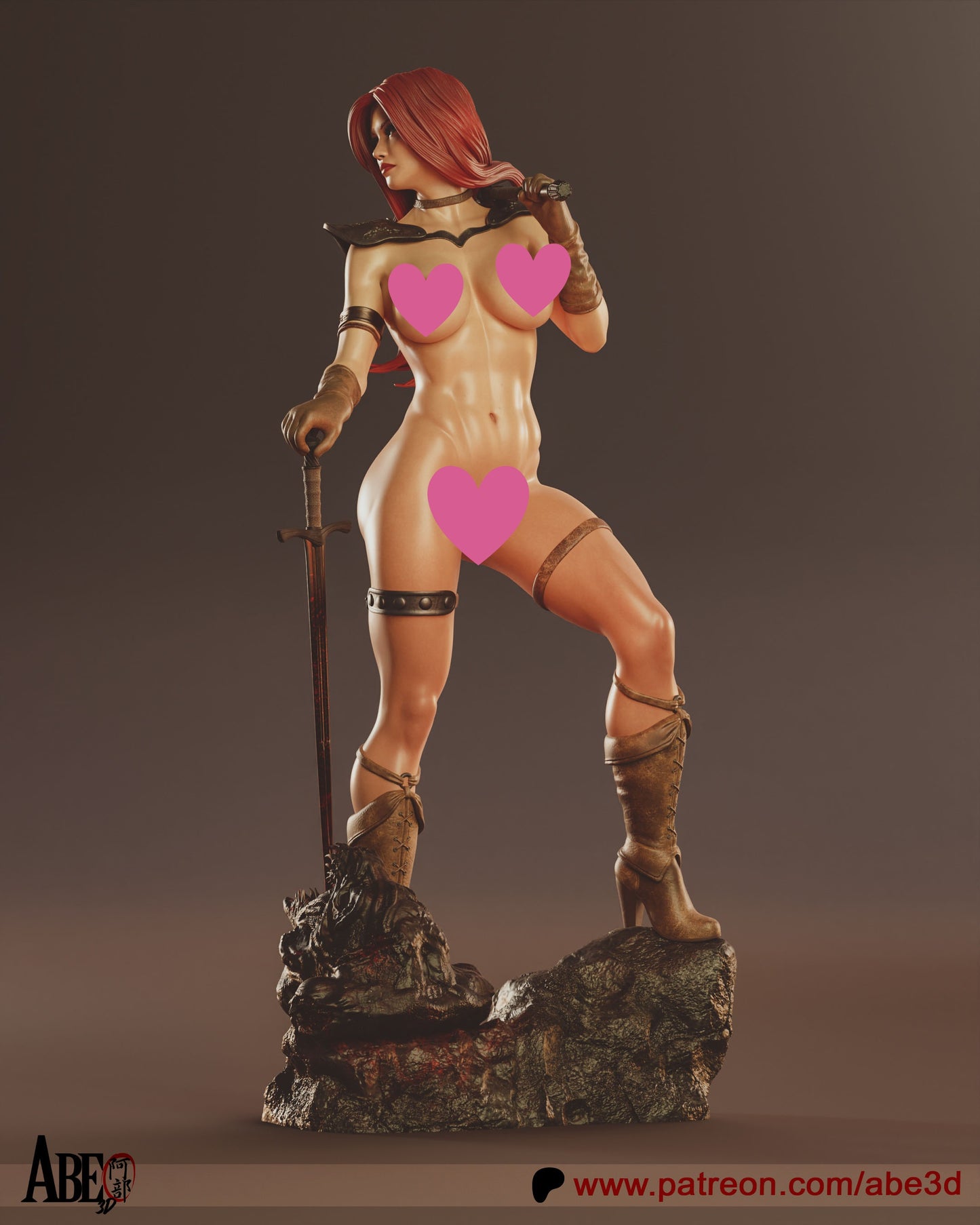 Red Sonja NSFW - Unassembled and Unpainted Garage Kit - Model Designed by Abe3D