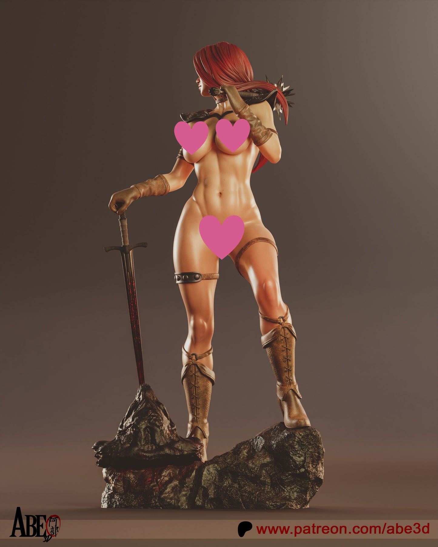 Red Sonja NSFW - Unassembled and Unpainted Garage Kit - Model Designed by Abe3D