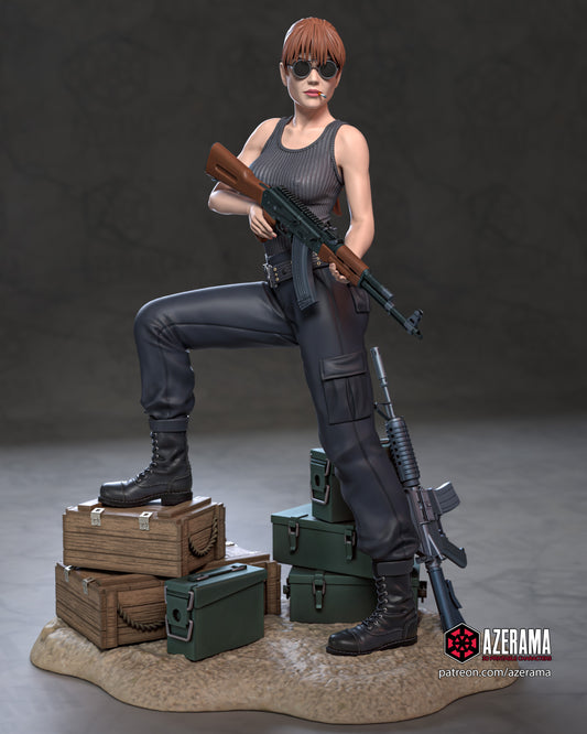 Sarah Connor - Unassembled and Unpainted Garage Kit - Model Designed by Azerama