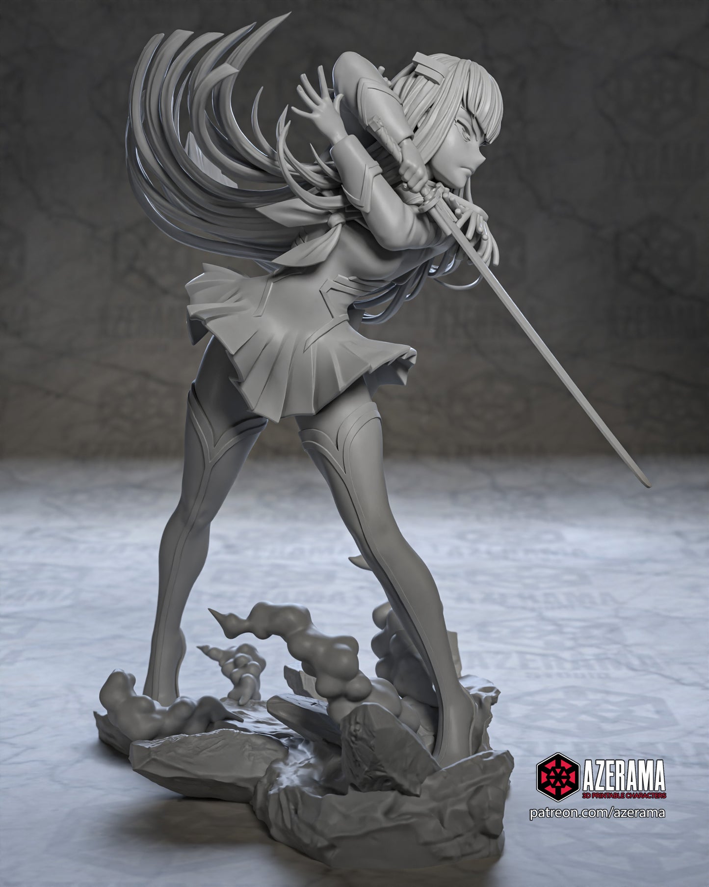 Ryuko and Satsuki - Unassembled and Unpainted Garage Kit - Model Designed by Azerama