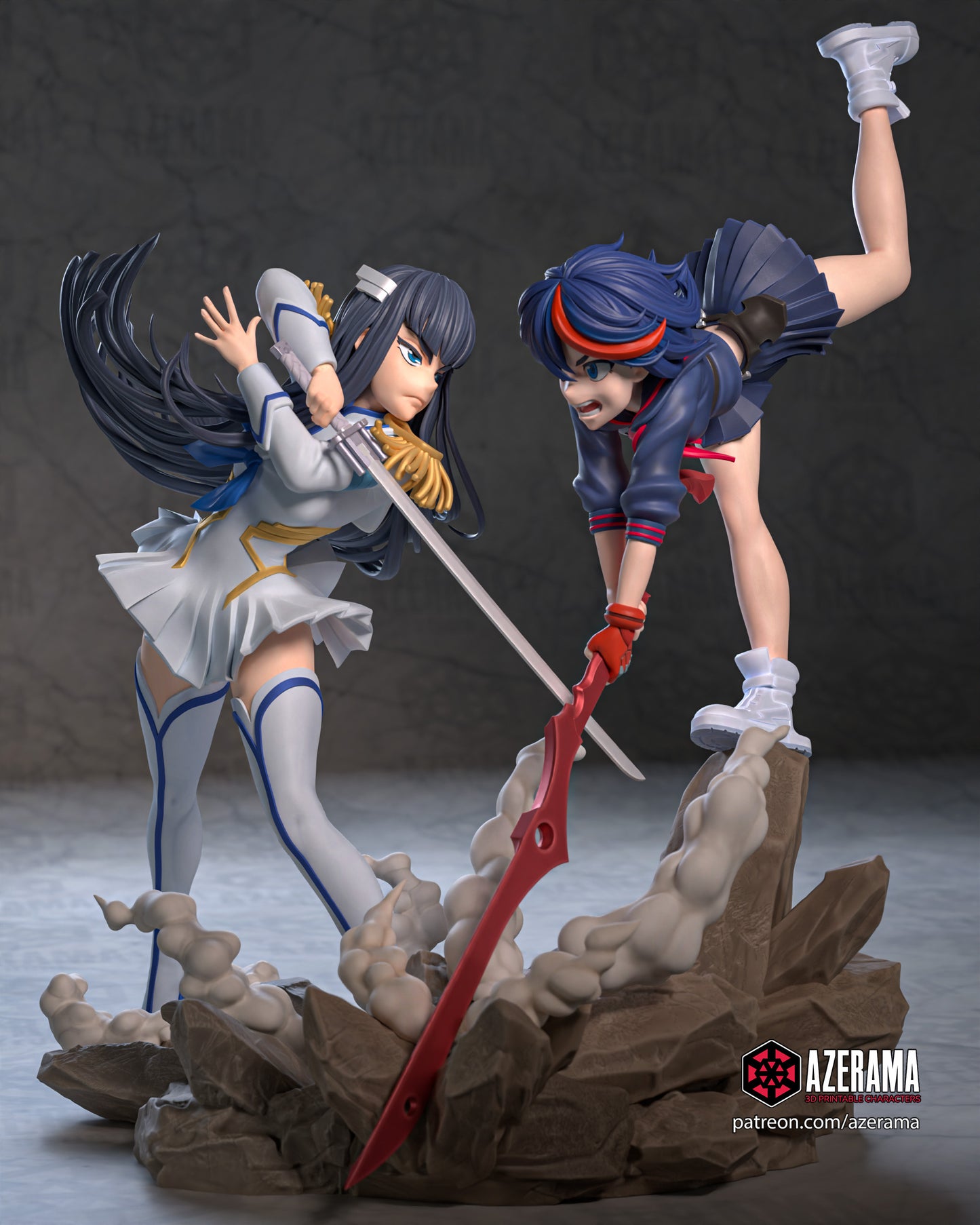 Ryuko and Satsuki - Unassembled and Unpainted Garage Kit - Model Designed by Azerama