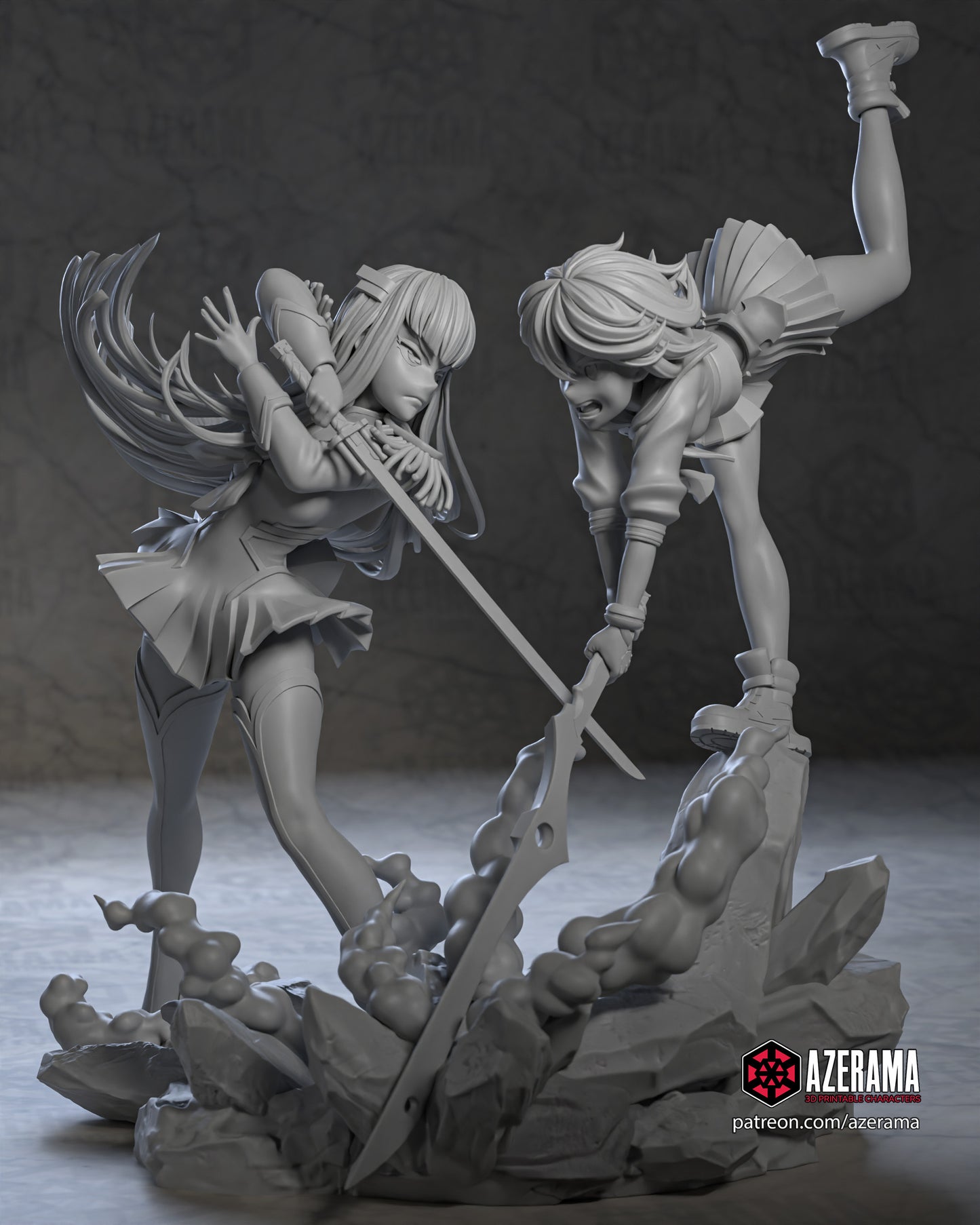 Ryuko and Satsuki - Unassembled and Unpainted Garage Kit - Model Designed by Azerama