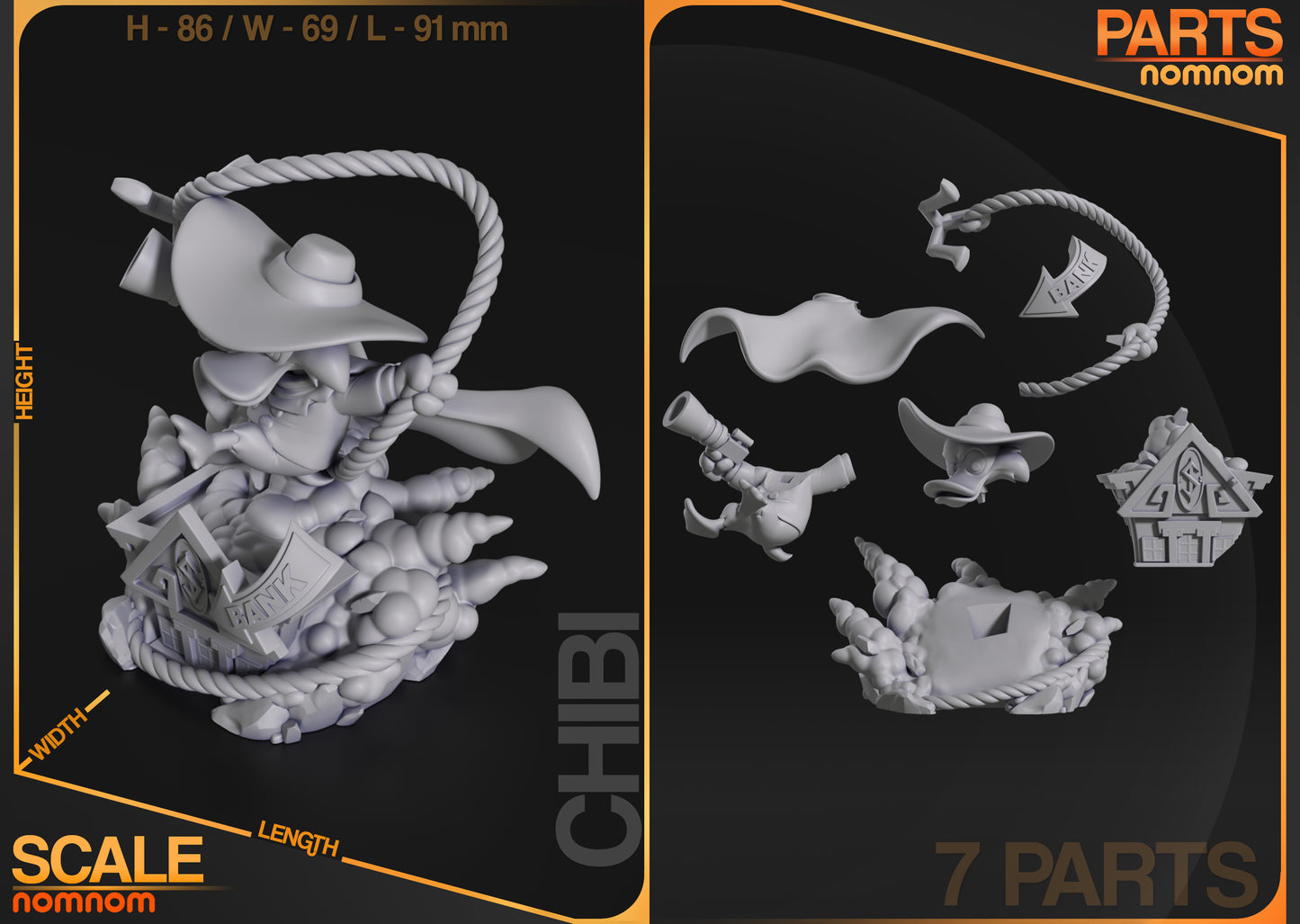 Chibi Darkwing Duck - Unassembled and Unpainted Garage Kit - Model Designed by NomNom Figures