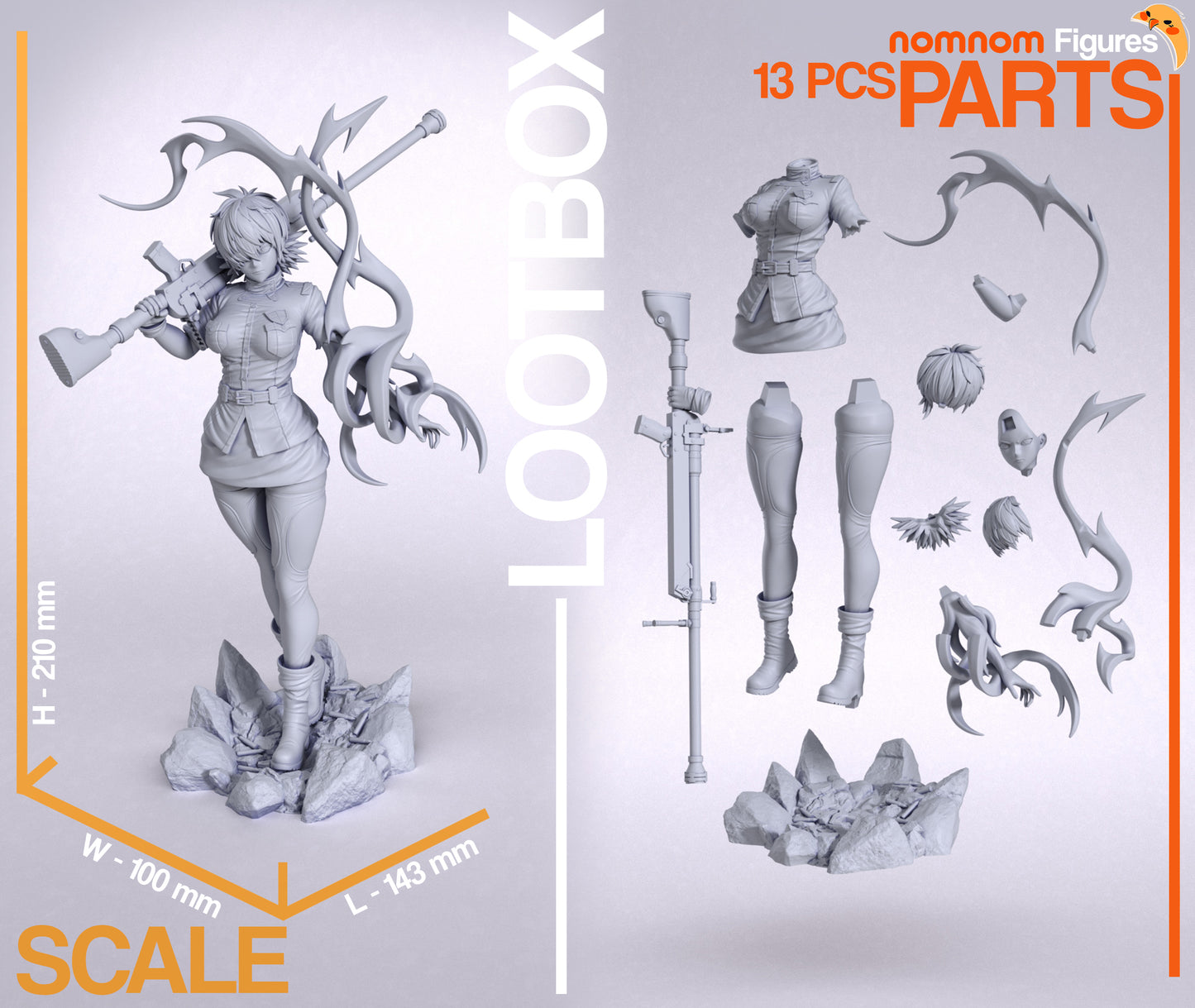Seras Victoria - Unassembled and Unpainted Garage Kit - Model Designed by Nomnom Figures