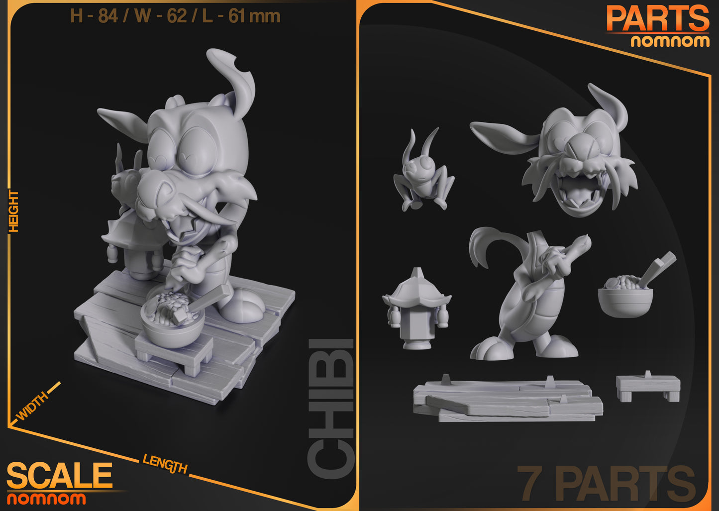 Chibi Mushu - Unassembled and Unpainted Garage Kit - Model Designed by NomNom Figures