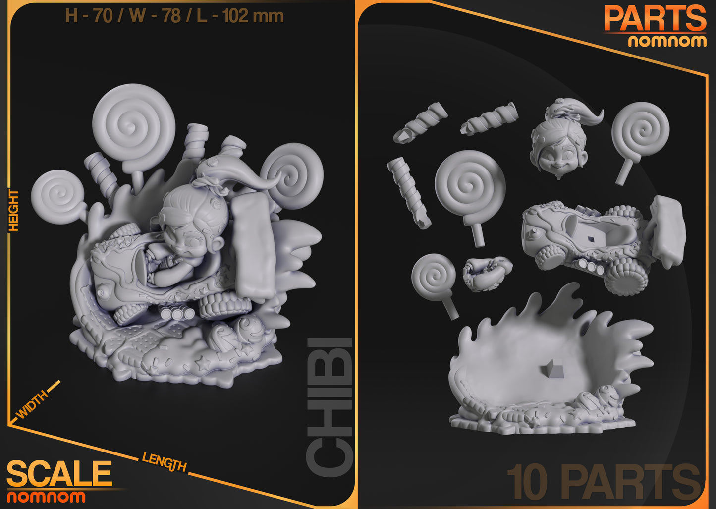 Chibi Vanellope - Unassembled and Unpainted Garage Kit - Model Designed by NomNom Figures
