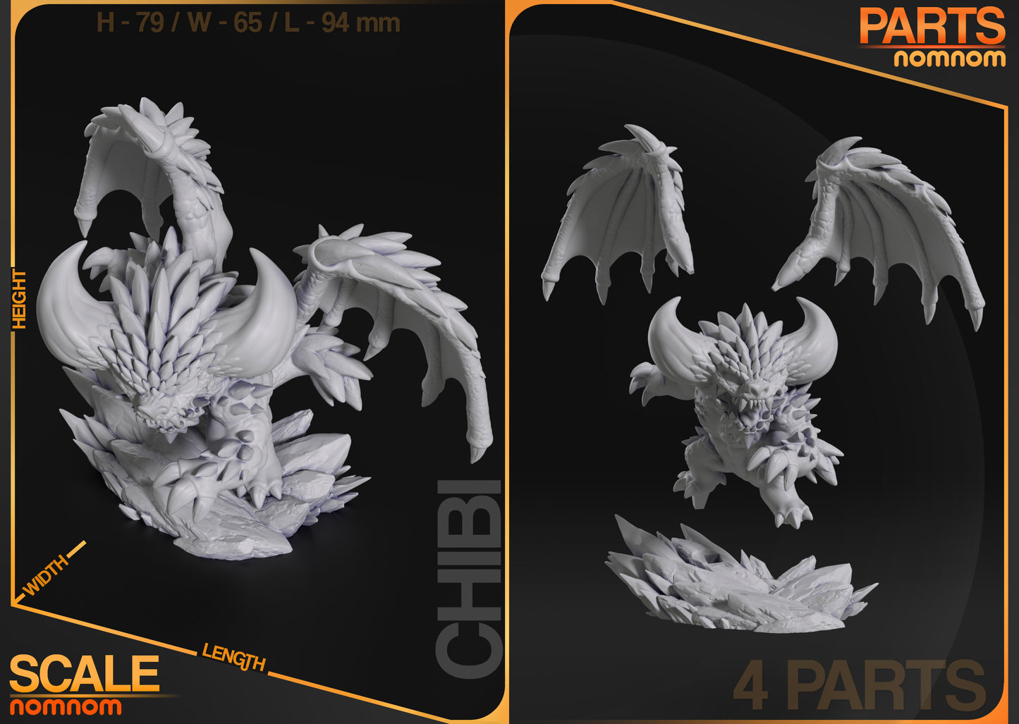 Chibi Nergigante - Unassembled and Unpainted Garage Kit - Model Designed by NomNom Figures