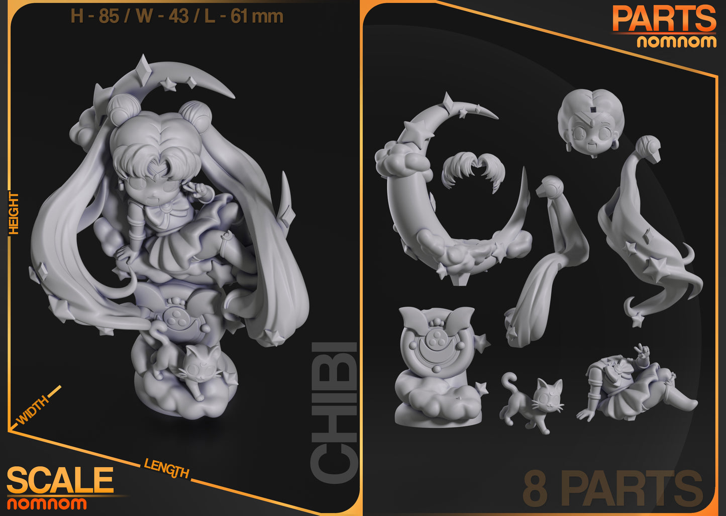 Chibi Sailor Moon - Unasembled and Unpainted Garage Kit - Model Designed by NomNom Figures
