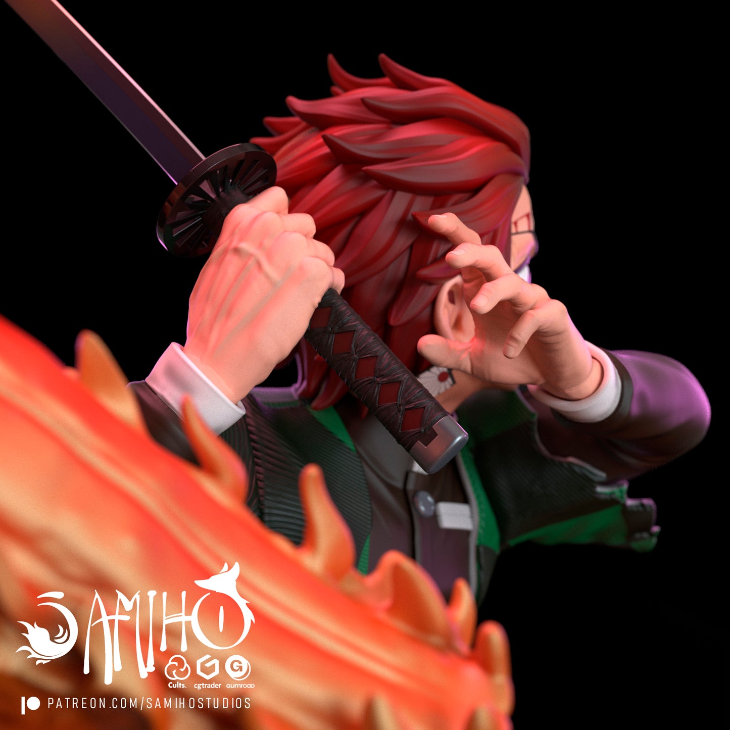 Tanjiro - Unassembled and Unpainted Garage Kit - Model Designed by Samiho Studios