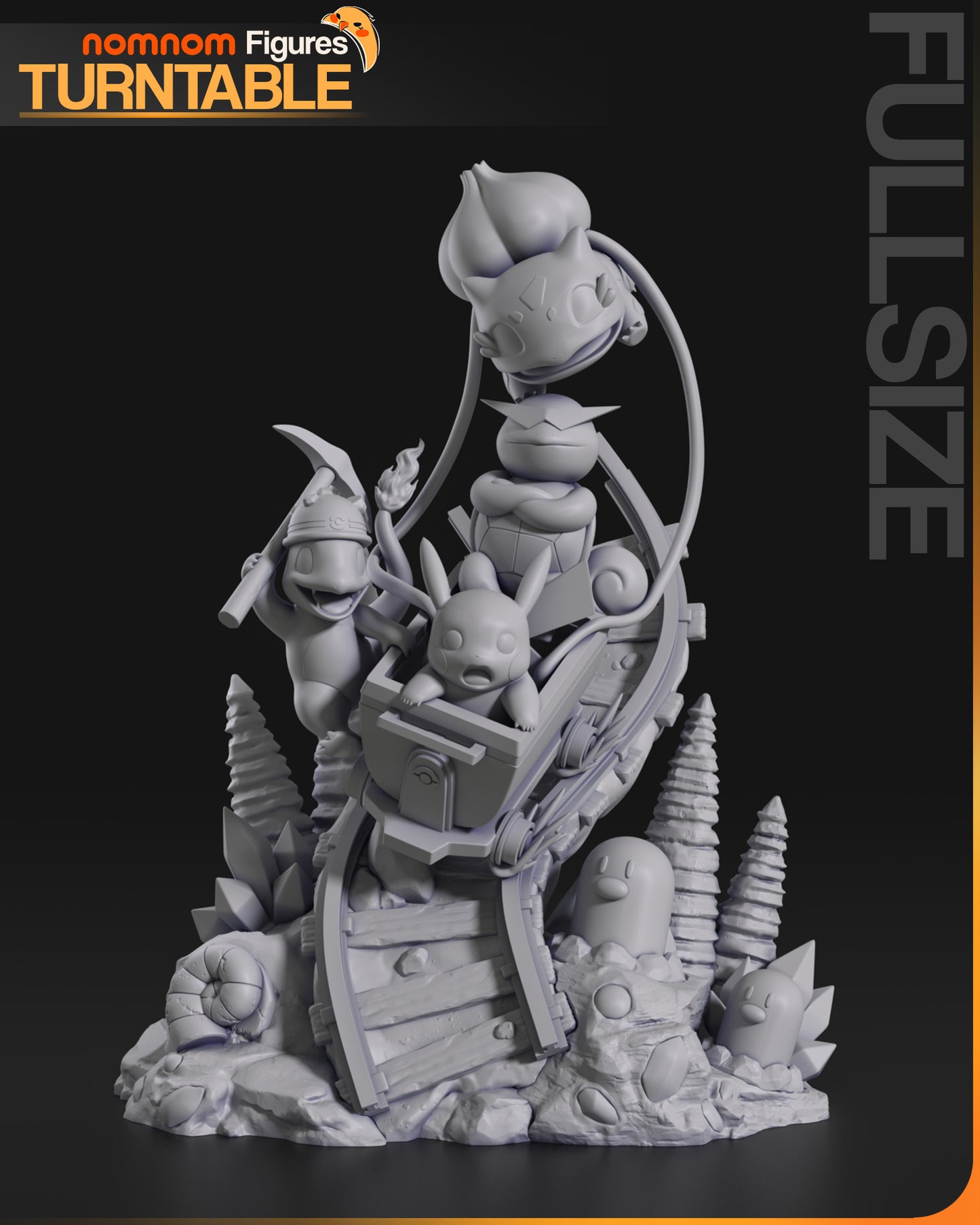 Pikachu x Charmander x Bulbasaur x Squirtle x Diglet Diorama - Unassembled and Unpainted Garage Kit - Model Designed by Nomnom Figures