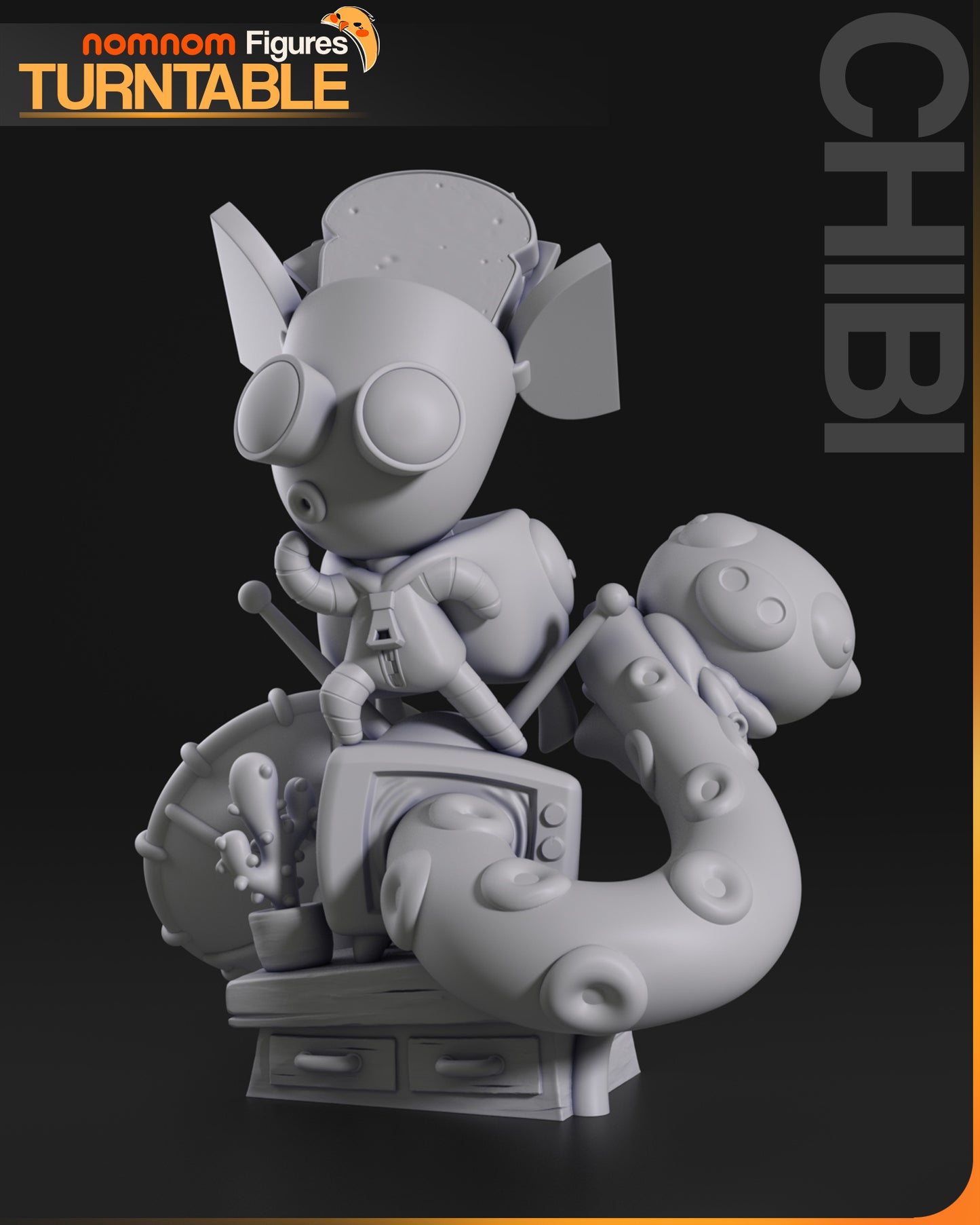 Chibi Invader Zim - Unassembled and Unpainted Garage Kit - Model Designed by NomNom Figures