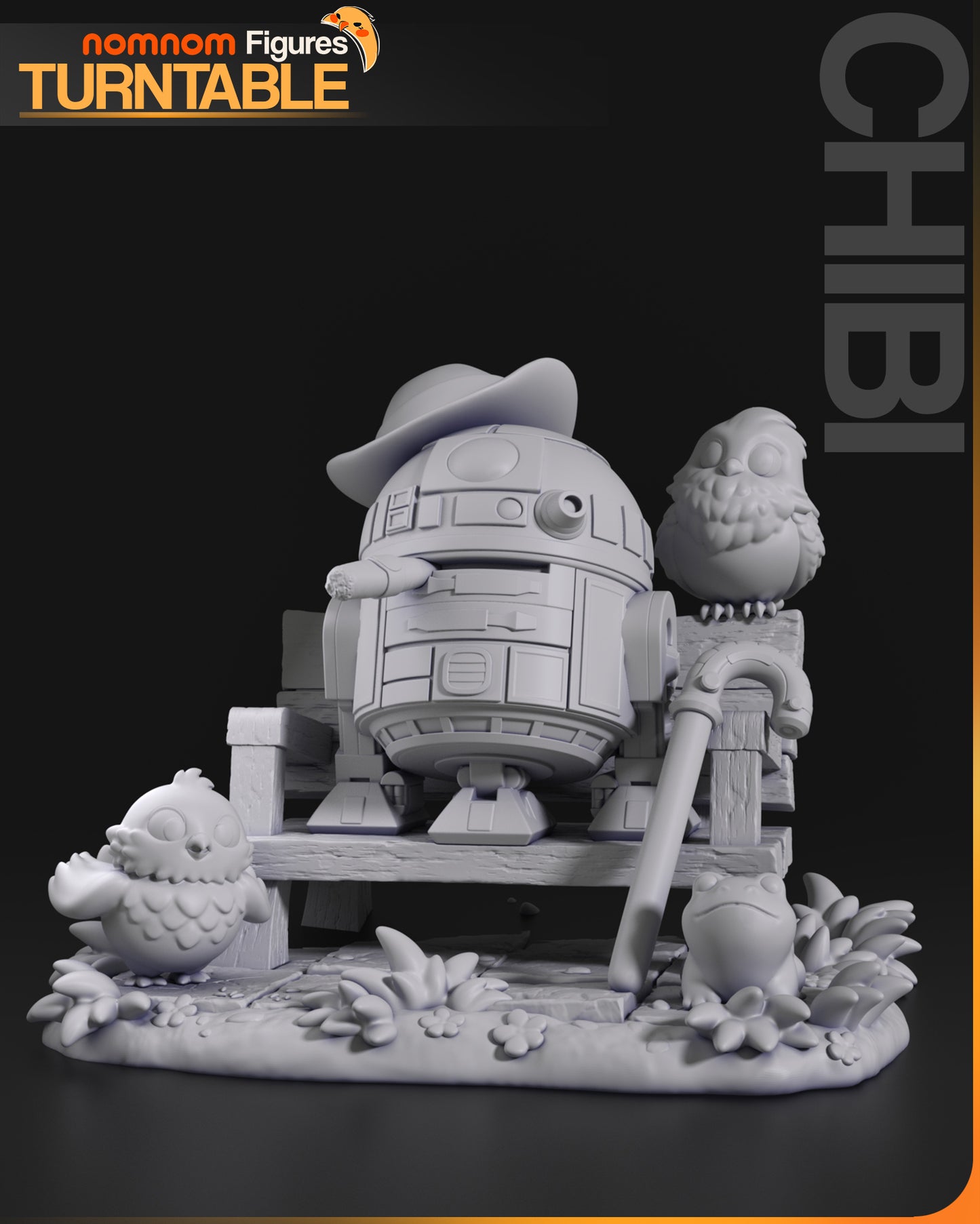 Chibi R2D2 - Unassembled and Unpainted Garage Kit - Model Designed by NomNom Figures