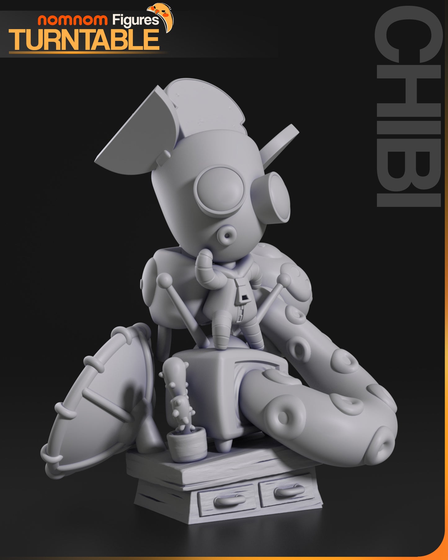 Chibi Invader Zim - Unassembled and Unpainted Garage Kit - Model Designed by NomNom Figures