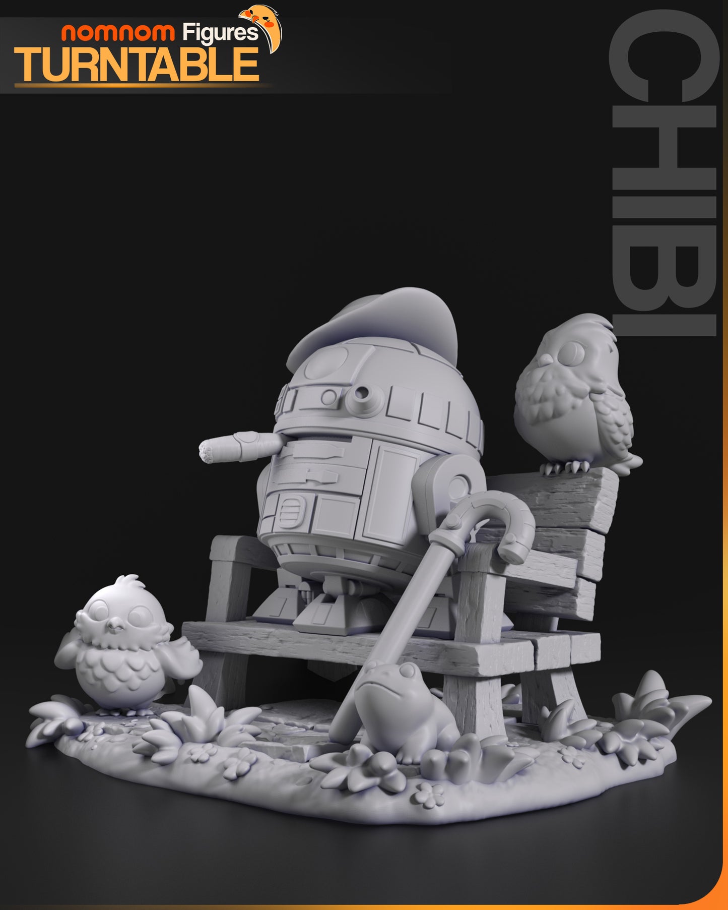Chibi R2D2 - Unassembled and Unpainted Garage Kit - Model Designed by NomNom Figures